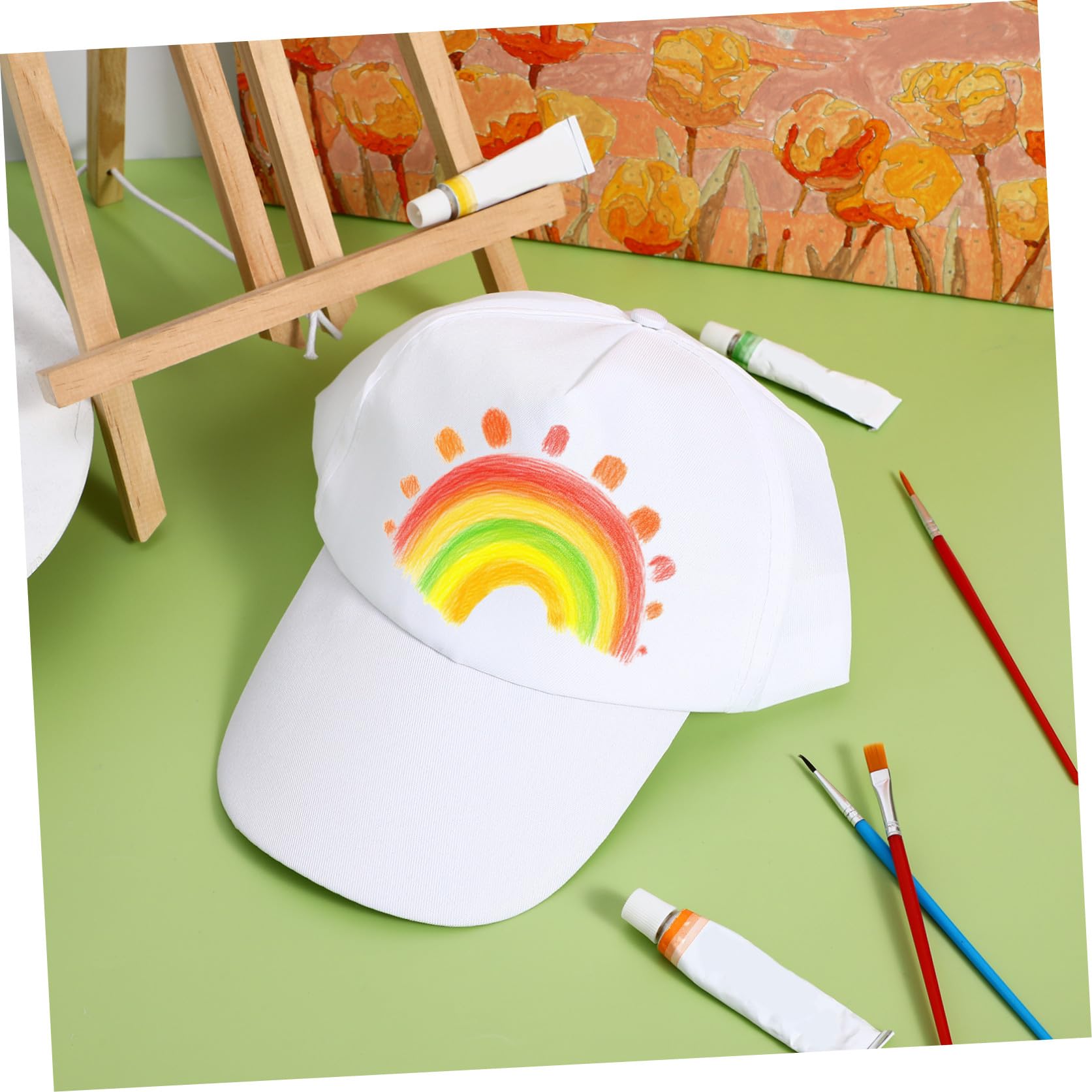 Toyvian 10 Pezzi di Cappellini da Baseball - Cappello Fai da Te per Bambini, Cappello Divertente per Graffiti da Asilo, Berretto Decorativo con Visiera, Forniture per Artigianato Fai da Te, Cinturino