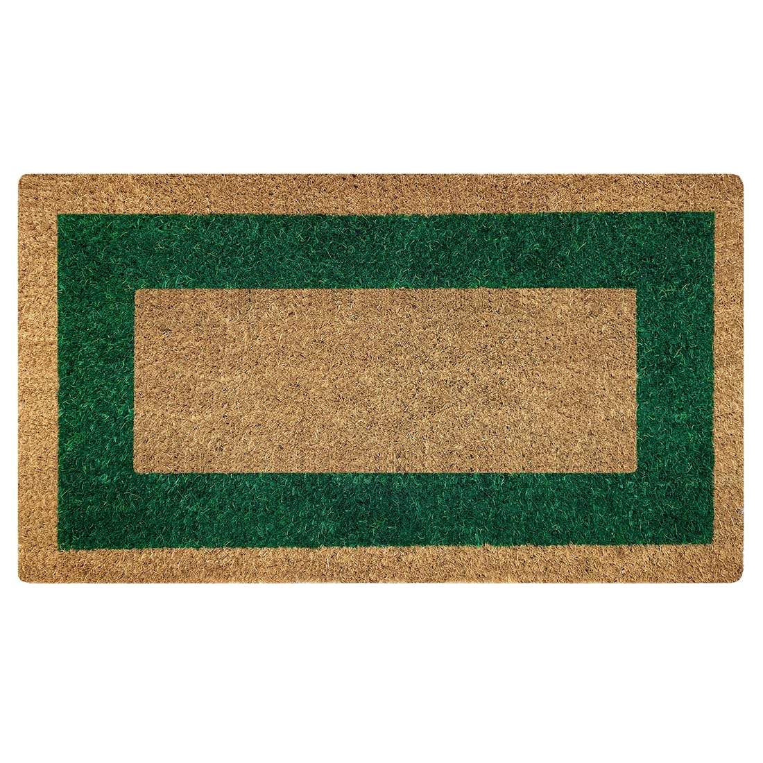 Acomoda Textil - Felpudo de Coco Natural Ecológico con Cenefa, Resistente y Antideslizante. Felpudo Ideal para Interior y Exterior de Casas y Comercios. (50x90 cm, Verde)