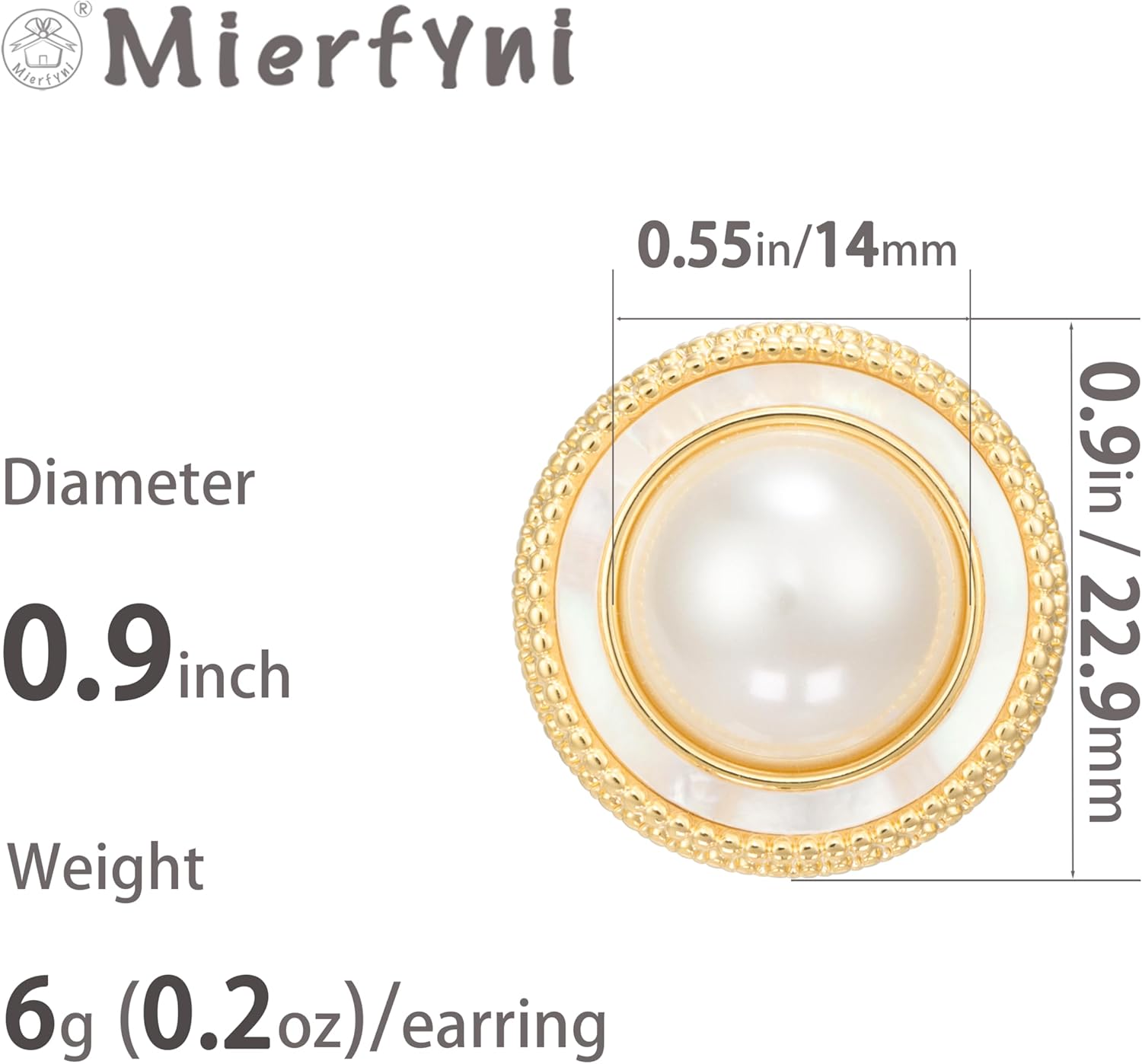 Big Pearl Stud Earrings for Women Faux Gold Large Pearl Earrings Studs - Image 6