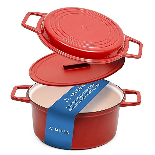 Misen 7 QT Enameled Cast Iron Dutch Oven - Chip-Resistant