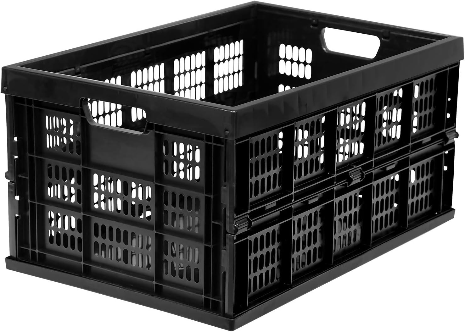 Collapsible Milk Crate | 49 Liter Folding Storage Bin | Stackable Plastic Crate