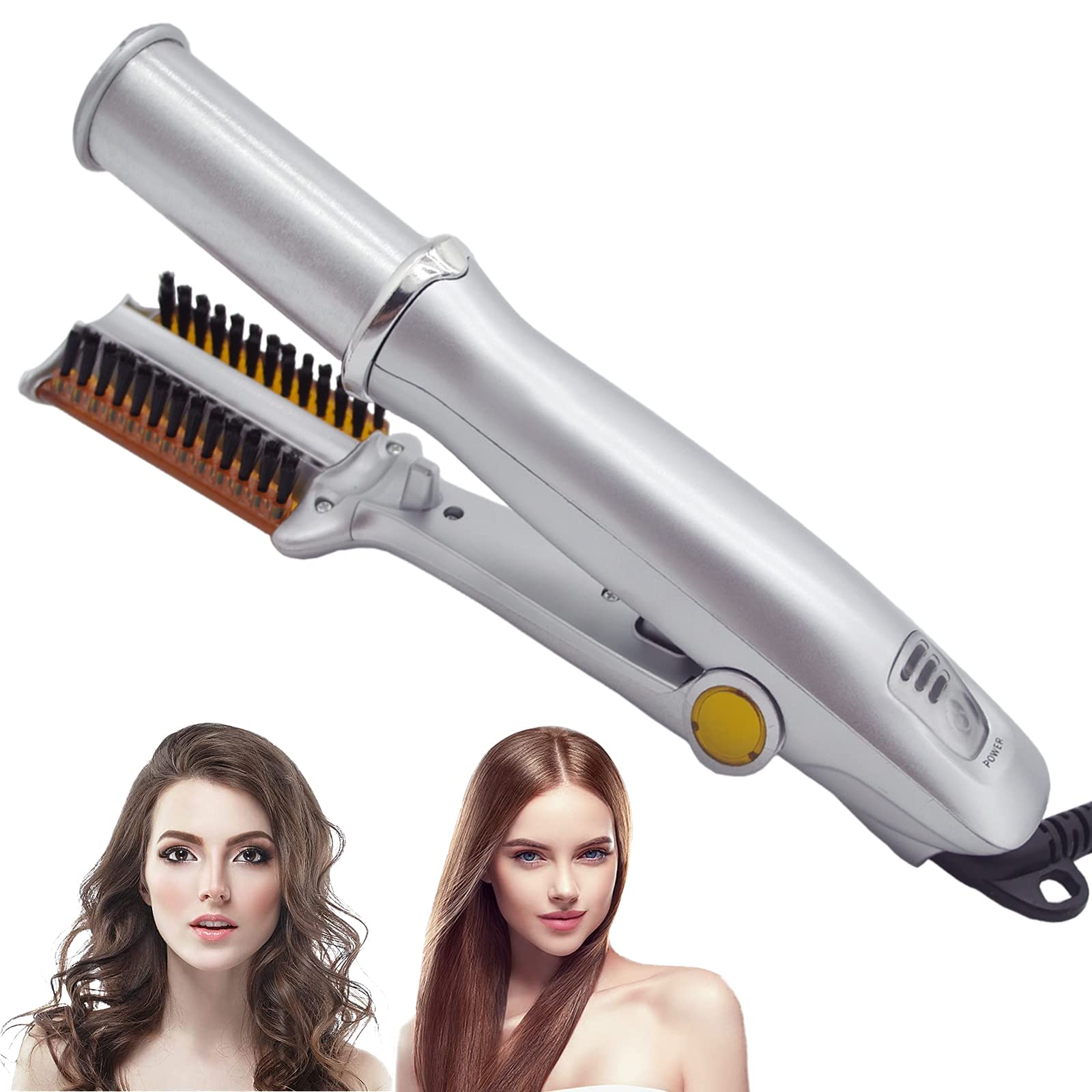 in Straight Curling Iron, Hair Curling Wand, for Short Long Hair,  Curling Tools for Styling, Travel Hot Rollers, Heated Round Brush,  Adjustable