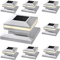 Vista 9 de Dynaming Paquete de 6 luces solares para tapa de poste, luces solares decorativas para exteriores, tapas negras para postes de vinilo/madera de 4 x