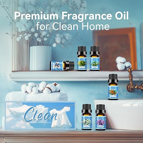 Miniatura 4 de Clean - Juego de aceites esenciales para difusor y fabricación de velas, paquete de 6 aceites de aromaterapia de alta calidad, lavanda, eucalipto,