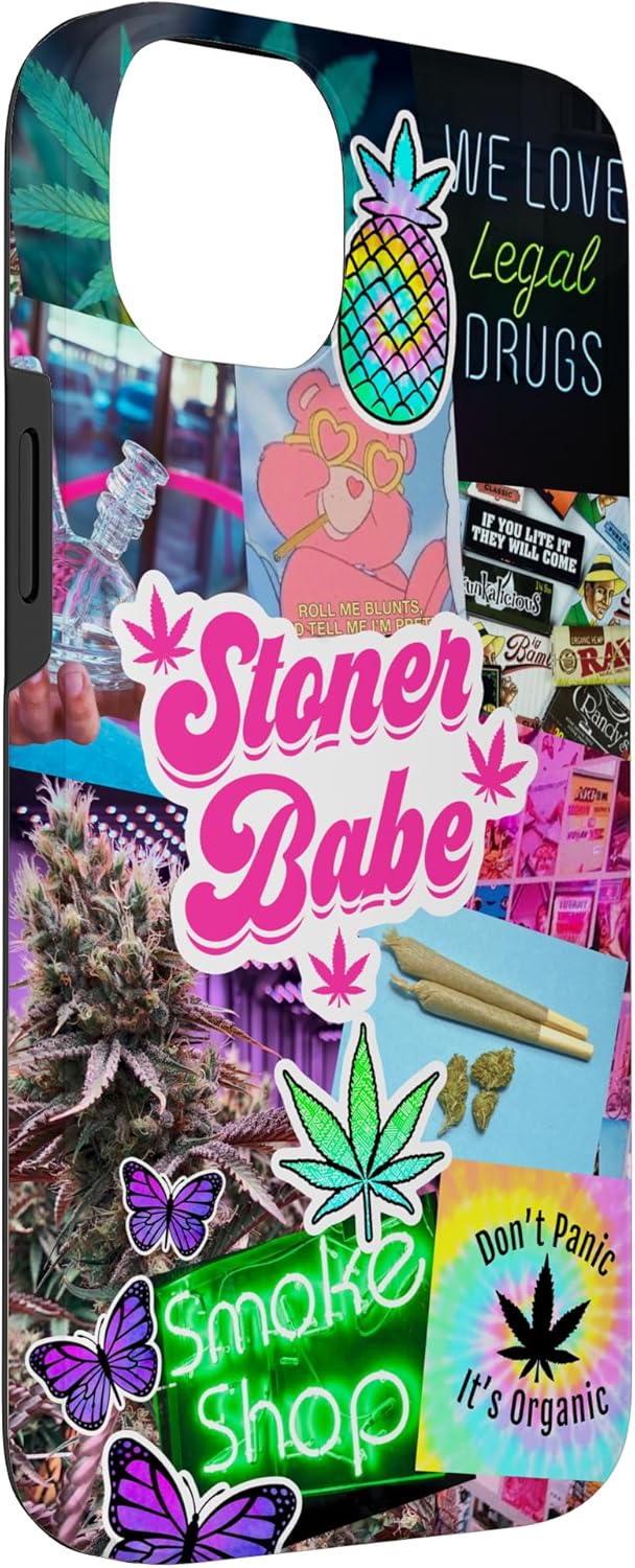Girly Stoner Case Cannabis Collage Marijuana 420 Weed Phone Case for iPhone 14 Plus