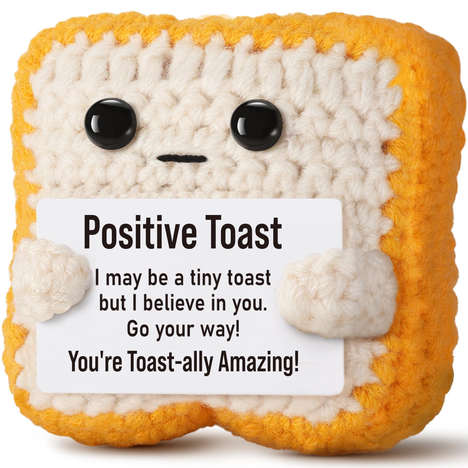 Mini Funny Crochet Toast–Fathers Day Birthday Gifts for Dad Mom Graduation Students, Teacher Appreciation Daughter, Sister, Best Friends–Small Cute Stuff Things, Emotional Positive Crochet Toast Decor