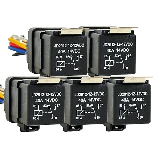 Miniatura 8 de Paquete de 2 relés y arnés impermeables 40A 14V CC, relé SPDT de 5 pines para automóvil con cables de cobre resistentes de 14 AWG