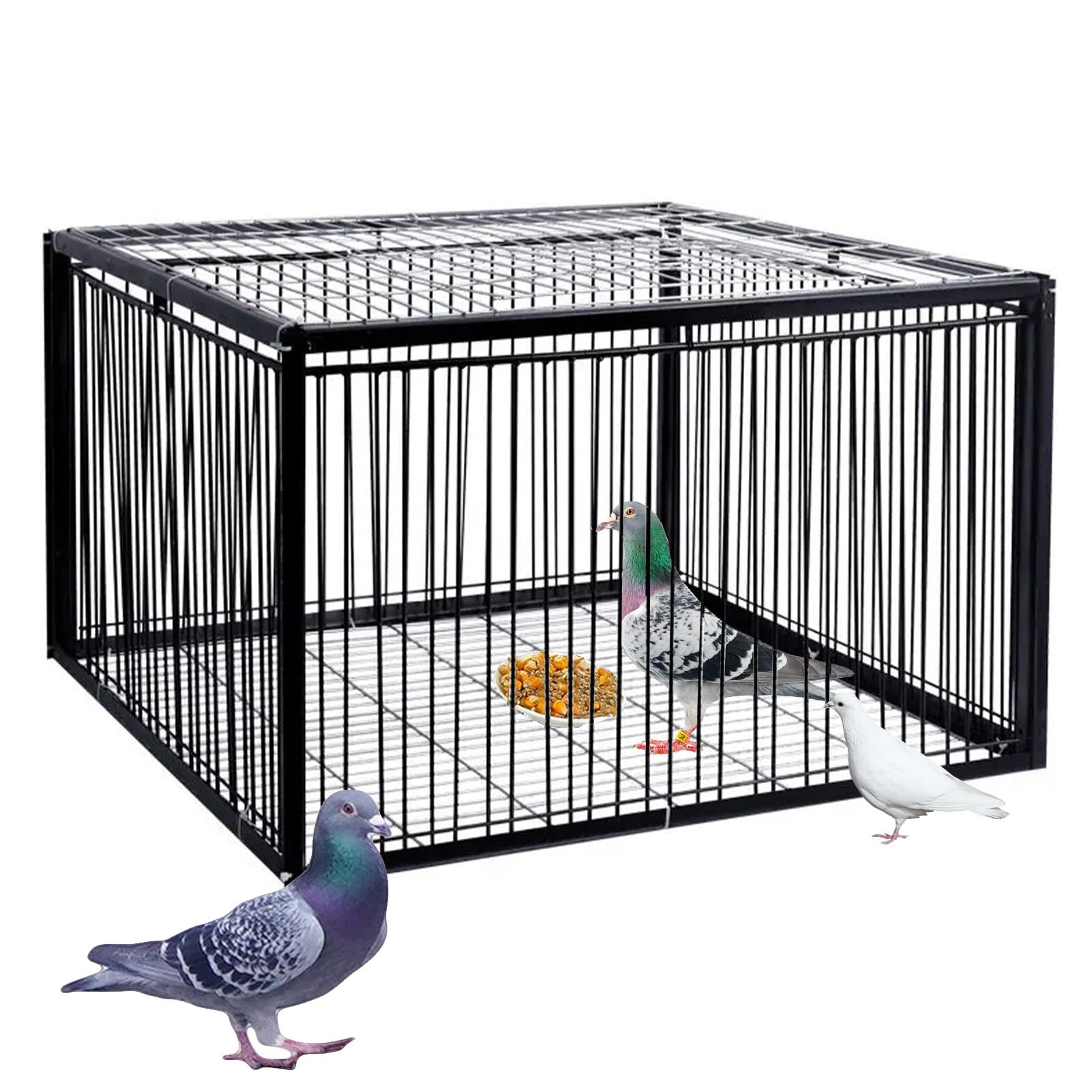 Trampa para Pájaros con Diseño Antiescape Jaula para Palomas y Aves de Jardín, Techo y Exterior Colección Automática, Inofensiva para los Pájaros(Negro,40 * 30 * 26CM)