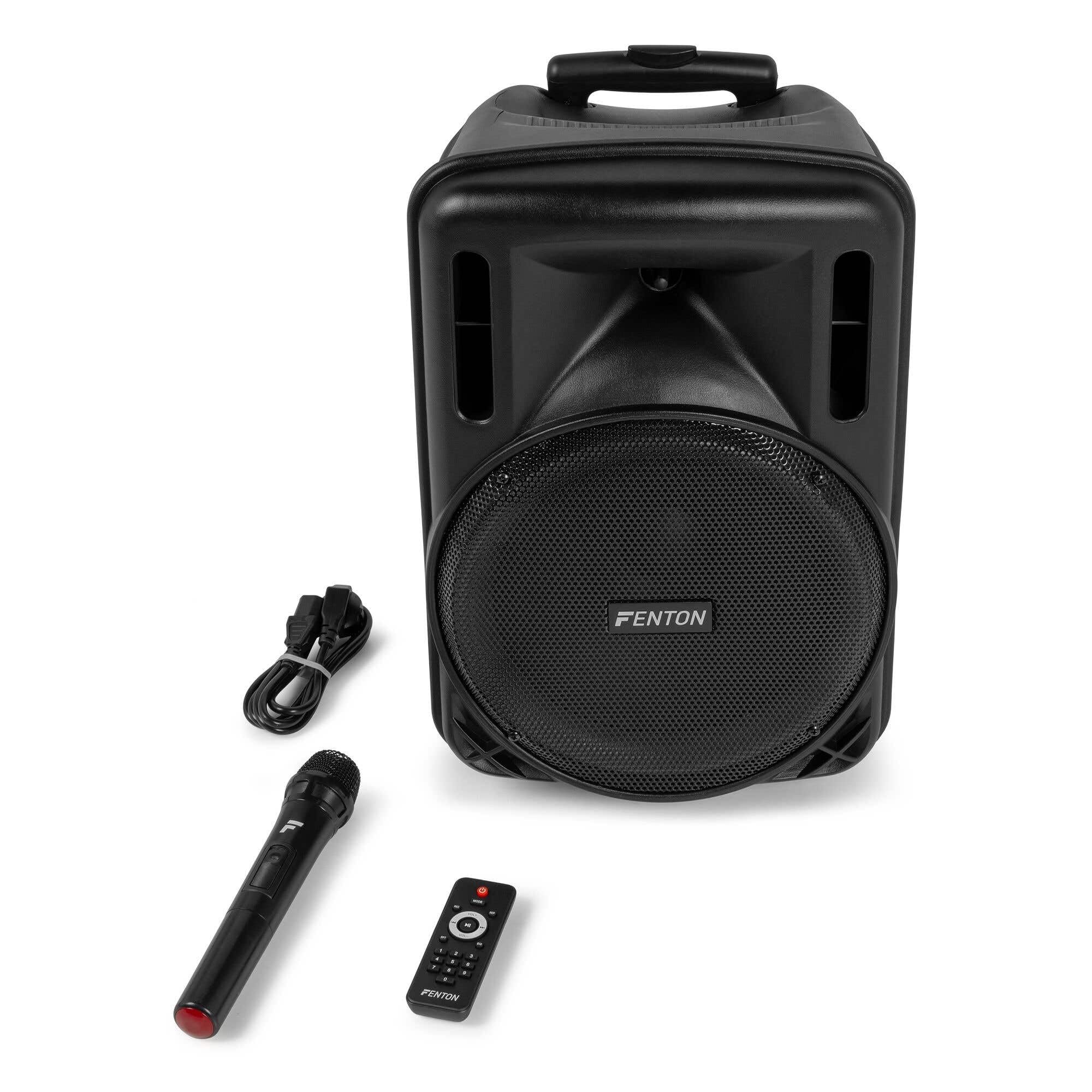 FENTON 170.162 FT12MK2 Sistema Portatile attivo da 700W, con illuminazione LED RGB Woofer da 12” con BT/USB / MP3 e Microfono UHF, Nero (700, Watt) [Classe di efficienza energetica A]