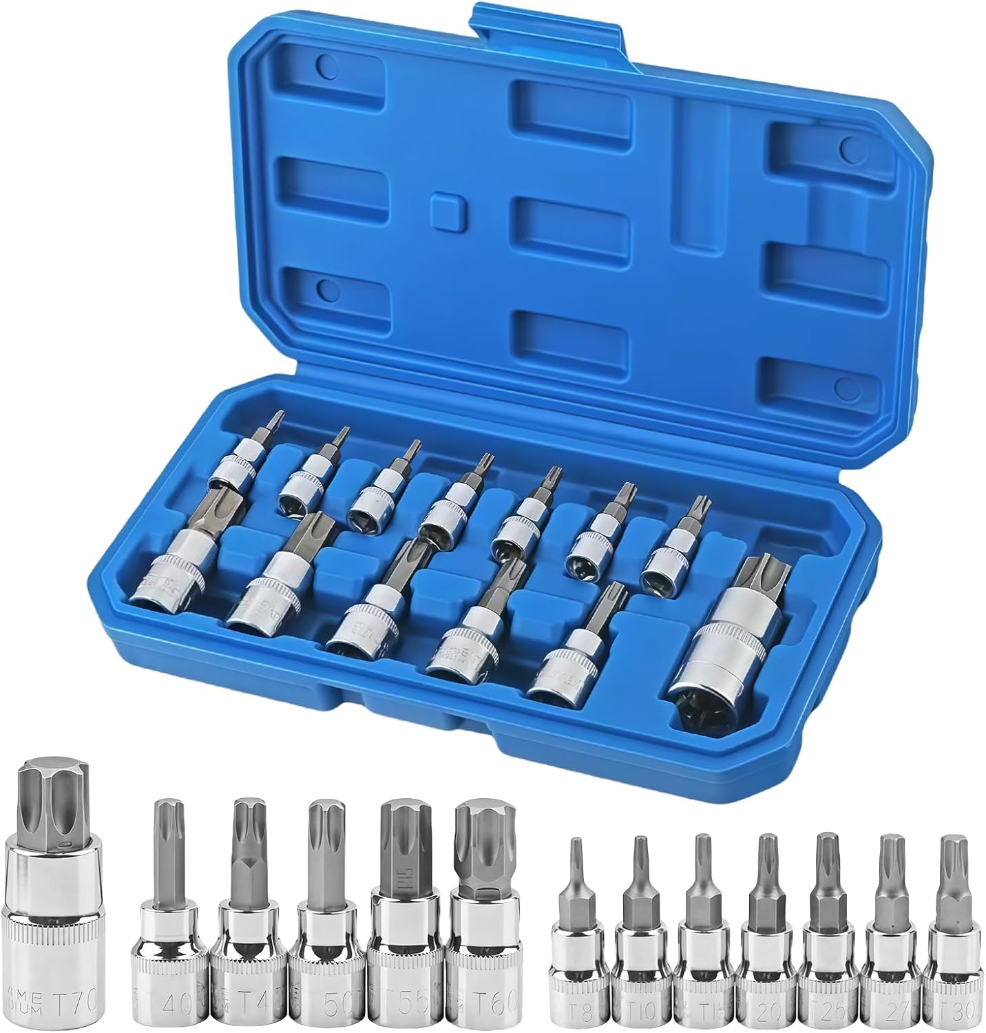 13 Pcs Internal Hex Socket Set - 1/2 3/8 1/4 Inch Hex Socket Set Chrome Vanadium Socket Set 2-14mm Allen Socket Set with Storage Box Maintenance