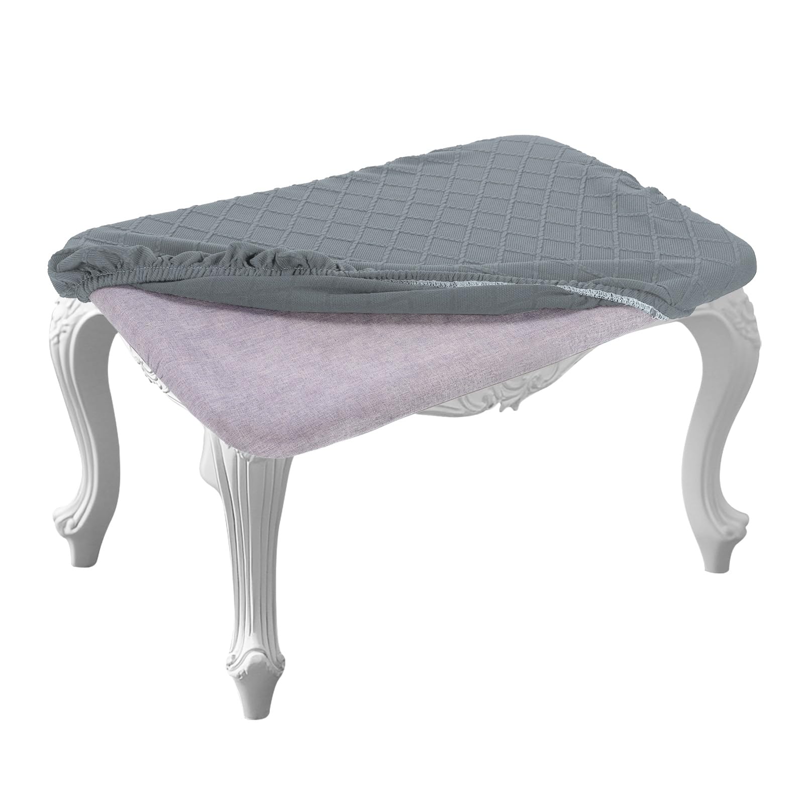 Housses de tabouret rectangulaires gris 40x30 cm en tissu extensible, lot de 4