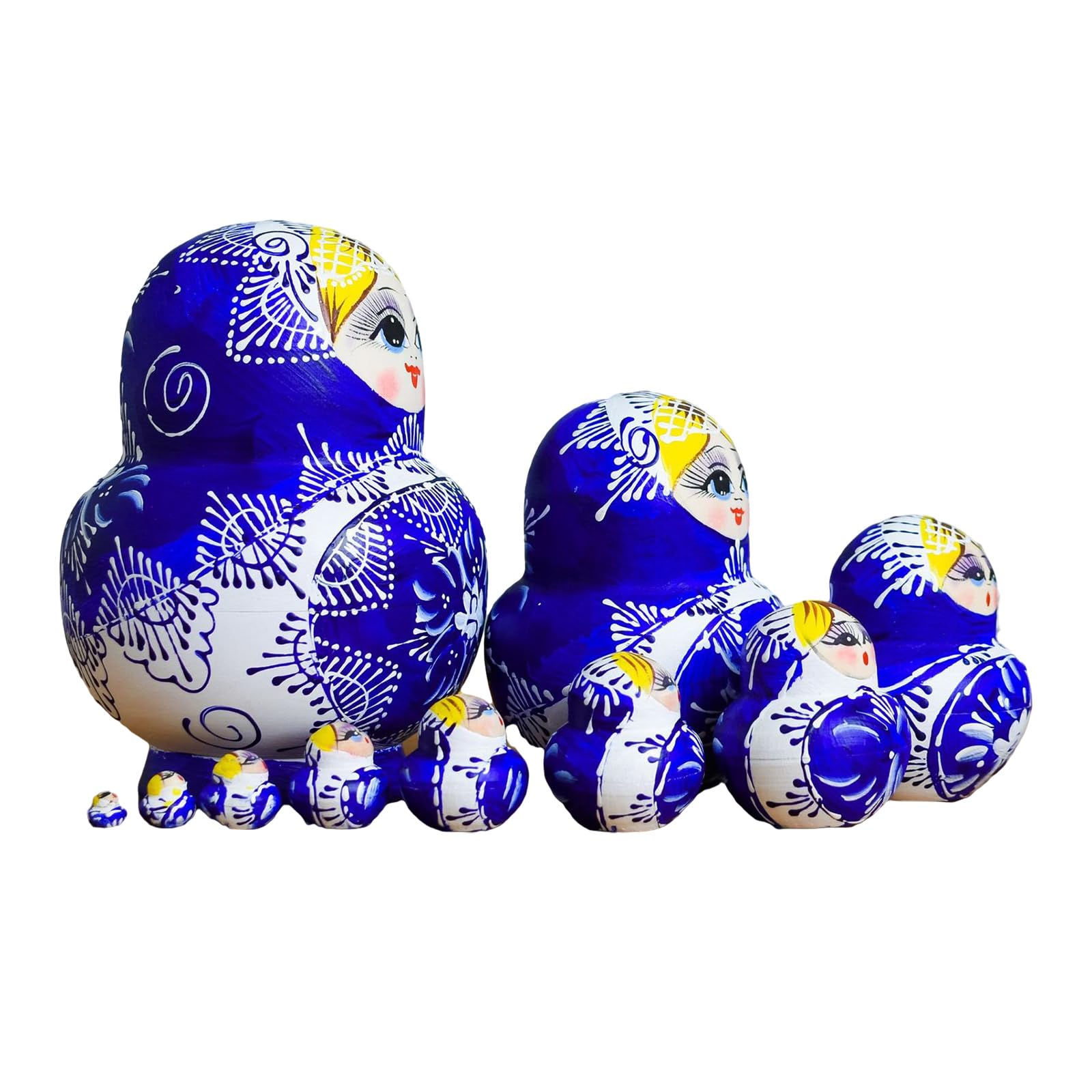 Russische Matroschka Puppen, 10er Set, Nistspielzeug aus Holz