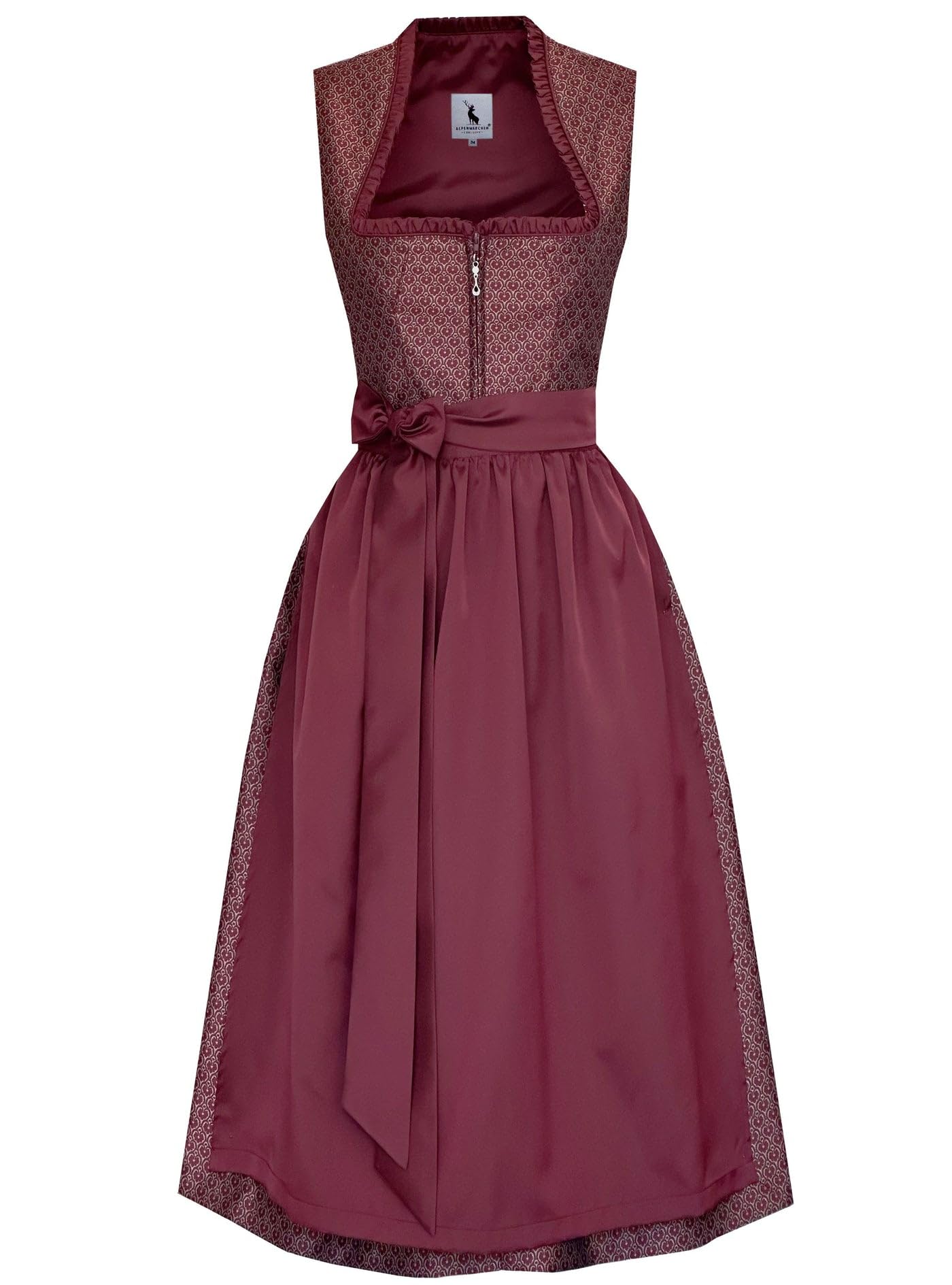 Alpenmärchen Langes Dirndl Avelina aus Exklusiver Kollektion inkl. Schürze Gr.36-56 - ALM1049