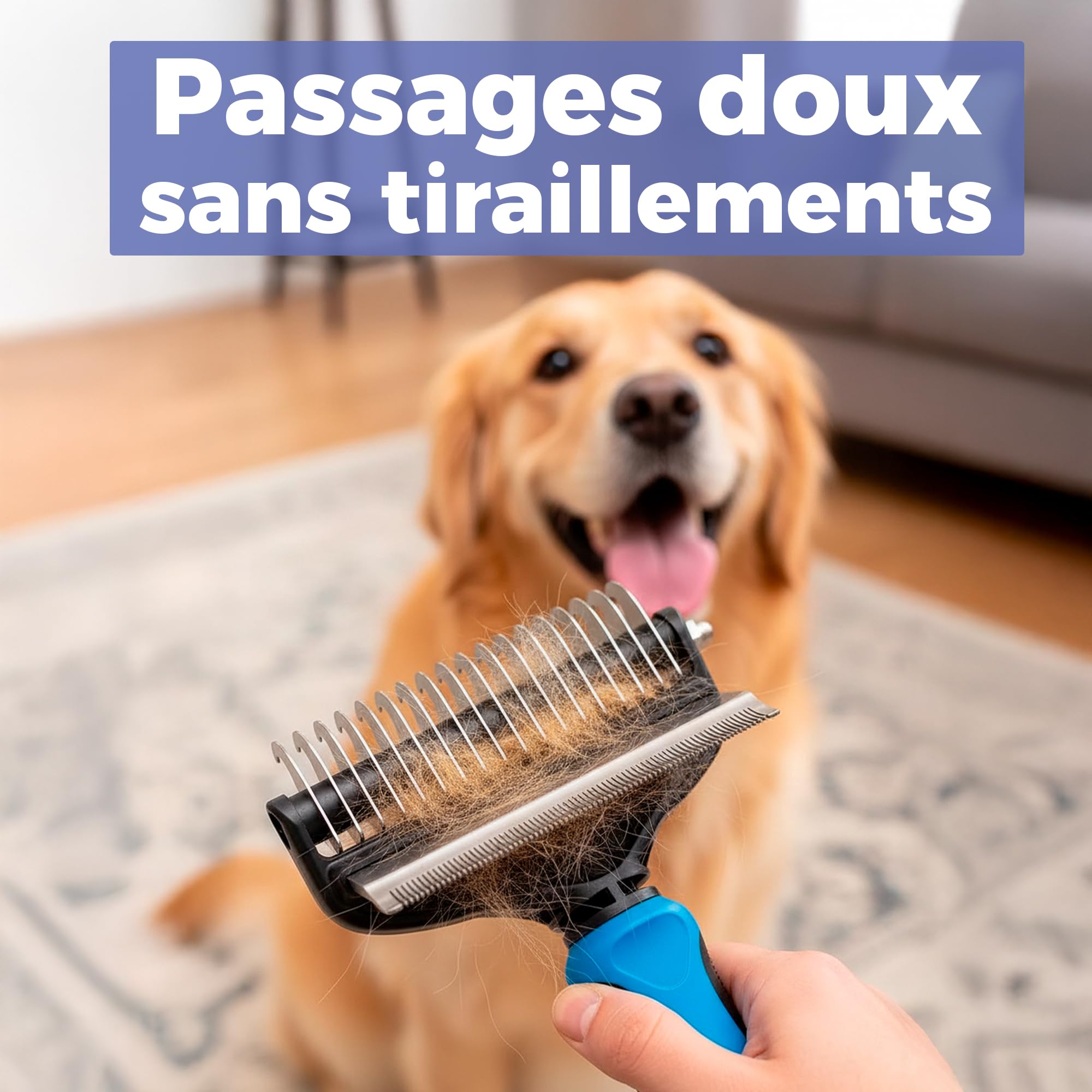 Brosse pour chiens et chats à poils longs - Grand peigne professionnel démêlant et brosses démêlant pour chiens, chats persans et animaux de compagnie à poils courts (Grand)
