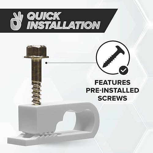 Miniatura 5 de THE CIMPLE CO Clips dobles para cables, 100 unidades, gestión de cables para interiores y exteriores, clips de alambre de 12 pulgada para cable