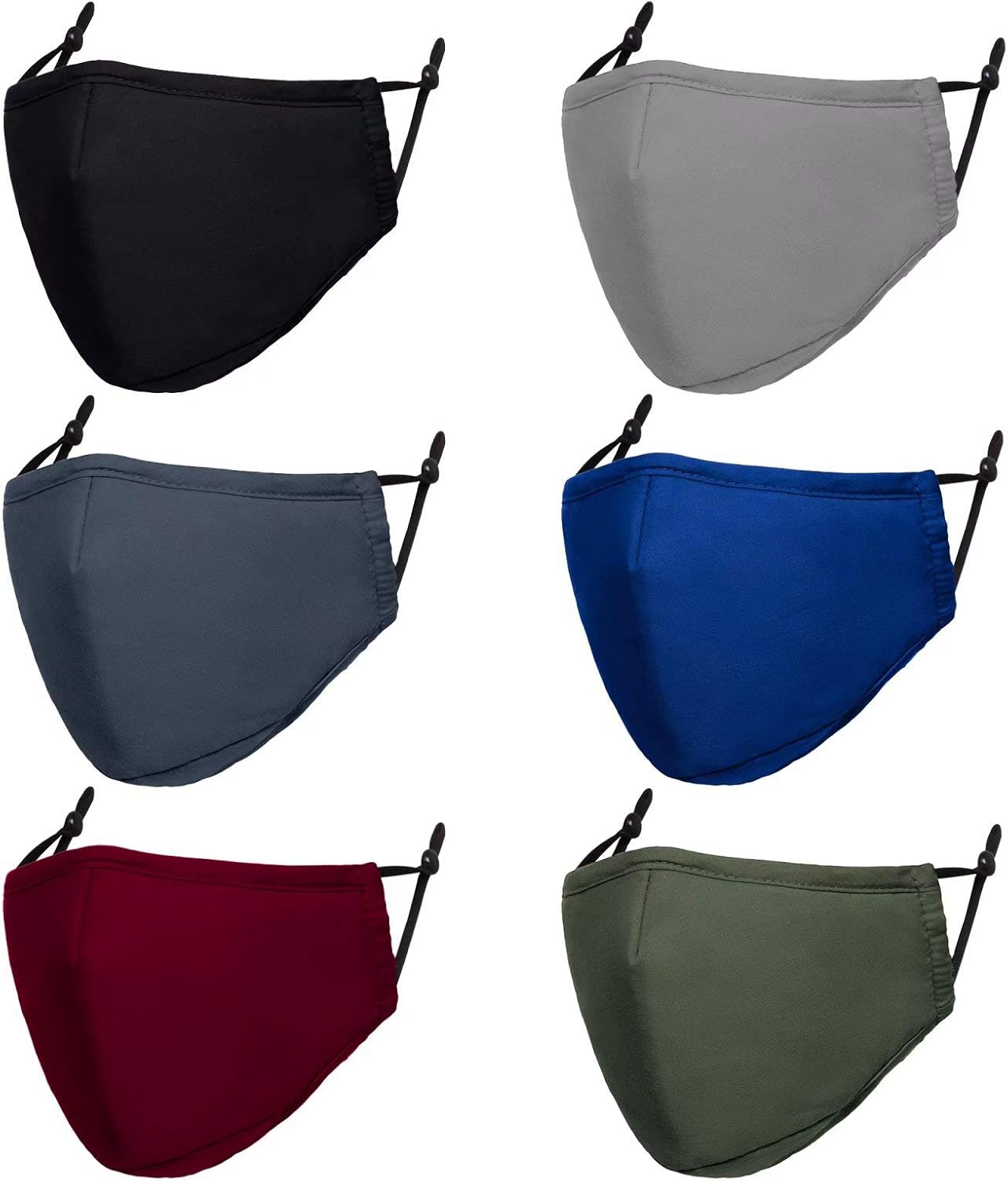 Cloth Face Masks Reusable Washable Cotton Face Mask Adjustable Masks 3 Layer Safety Face Covering for Women Men 6 Pack