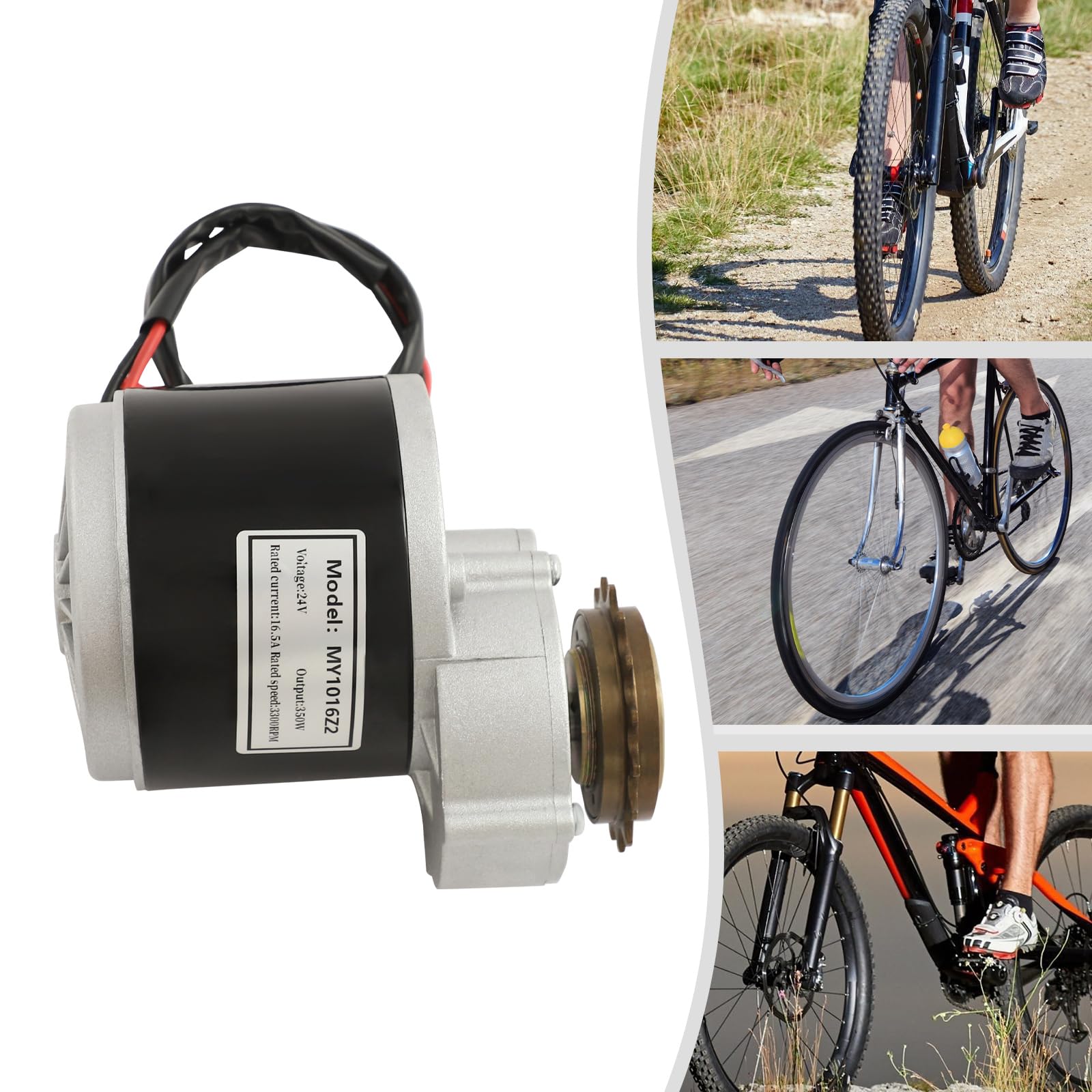Kit de conversion de vélo électrique 24 V 350 W avec moteur à brosses, contrôleur, poignée d'accélérateur avec affichage LED, chaîne et pignon, kit de conversion de vélo électrique DIY pour vélos à