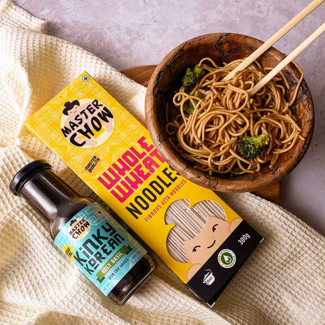 MasterChow Healthy Atta Noodle Pack of 2 - Made with 100% Organic Atta | No Maida, Not Fried | No Artificial Preservatives or MSG |100% Natural | Pack of 2 - Udon & Wholewheat Noodles - 300g Each - Image 7 thumbnail