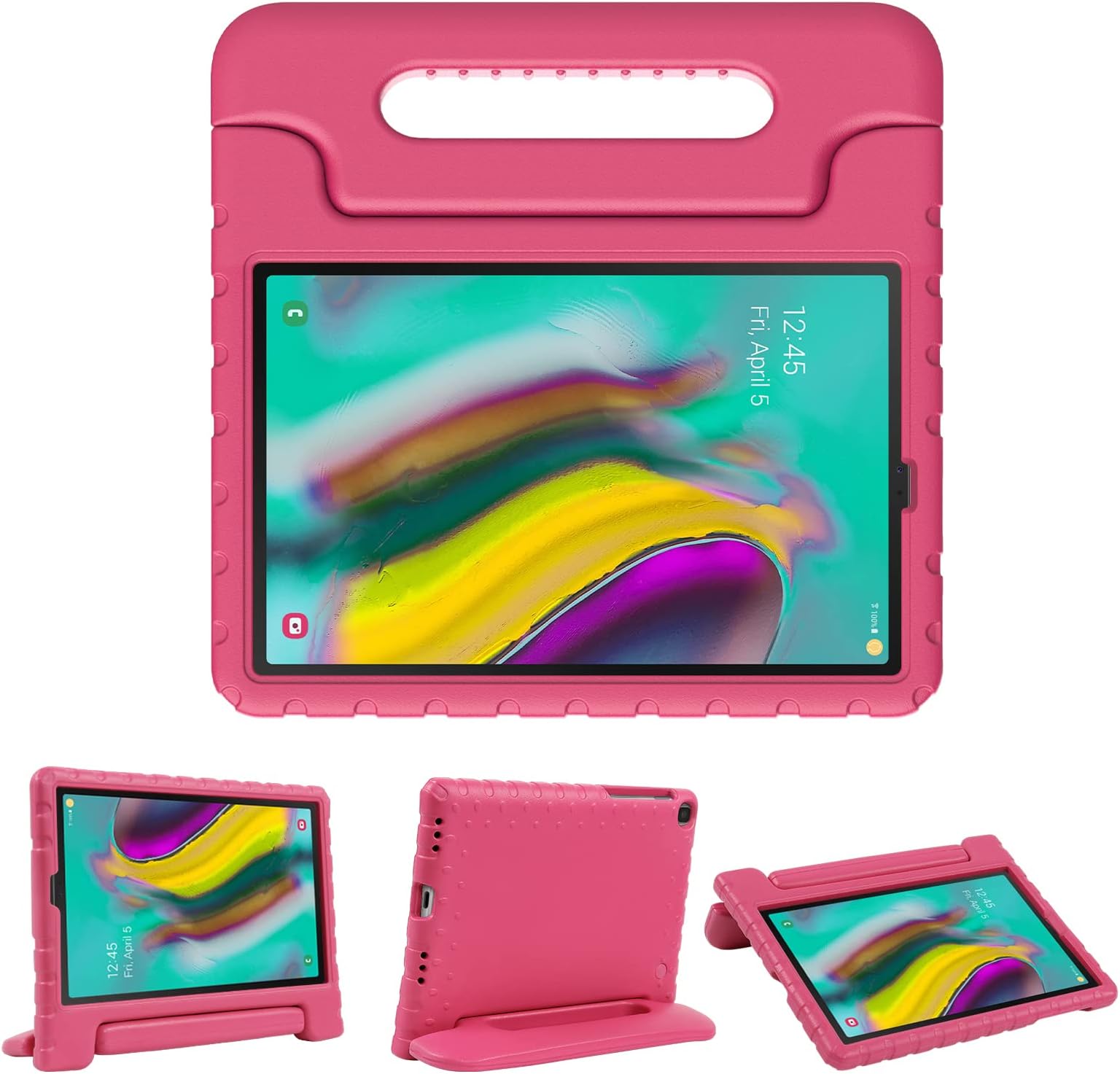 Kids Case for Samsung Galaxy Tab S5e 10.5 Inch 2019 Released (Model SM-T720/T725/T727) Tablet, Shockproof Lightweight Kids-Friendly EVA with Handle Stand Holder Tablet Case, Rose