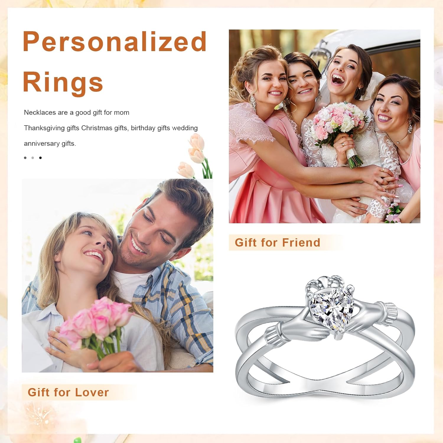 Claddagh Rings for Women 925 Sterling Silver Irish Claddagh Heart Ring Irish Jewelry Gifts for Wife Girlfriend Lover Friends - Image 7