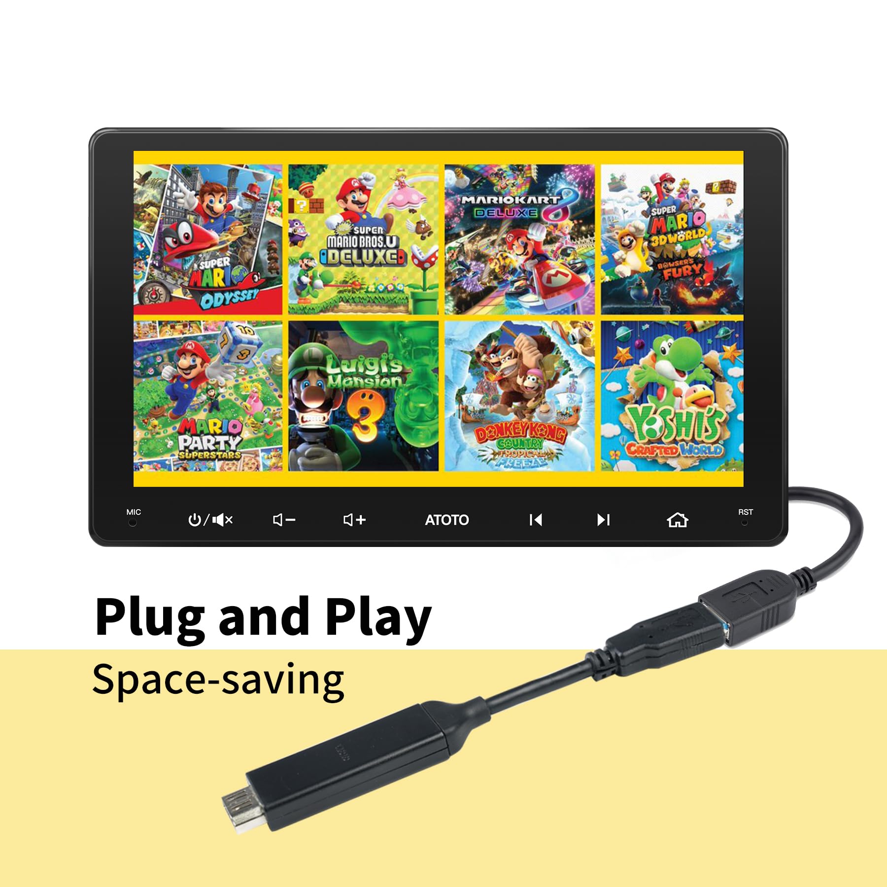 ATOTO AC-HBV86 HDMI zu USB A Adapter Kabel, 13.8cm/5.43 Zoll, den Anschluss von TV Boxen/Gamepads Android Geräte (P9 / A6 / S8 Serie),Streaming von TV Shows und Spielen im Auto