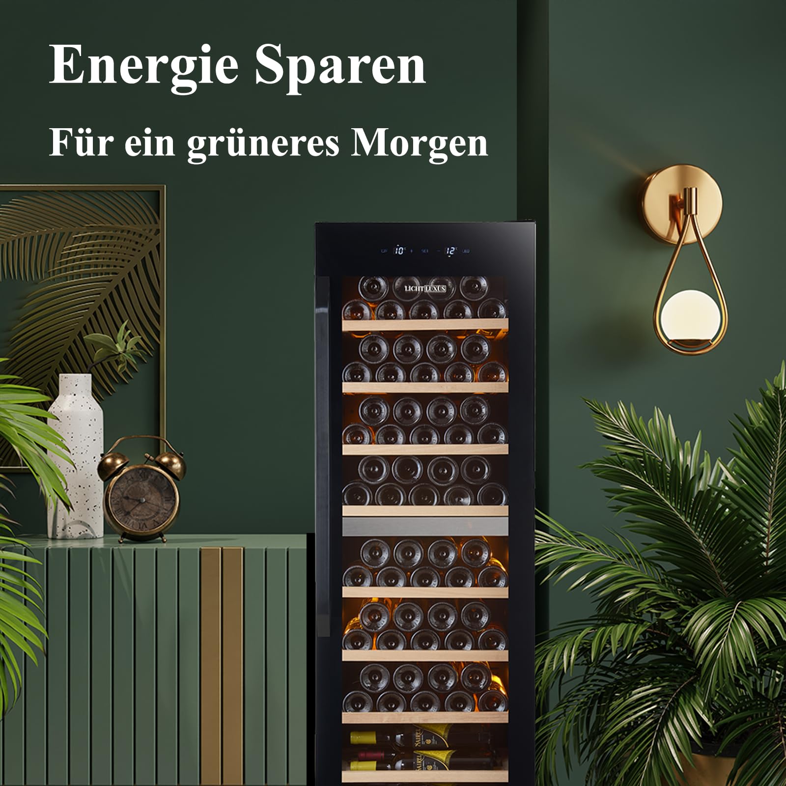 Weinkühlschrank 2 Zonen für 71 Flaschen – Freistehender Weintemperierschrank mit 3-fach UV-Glastür & Holzablagen (5-20°C) – Großer Getränkekühlschrank für Wohnzimmer & Weinkeller