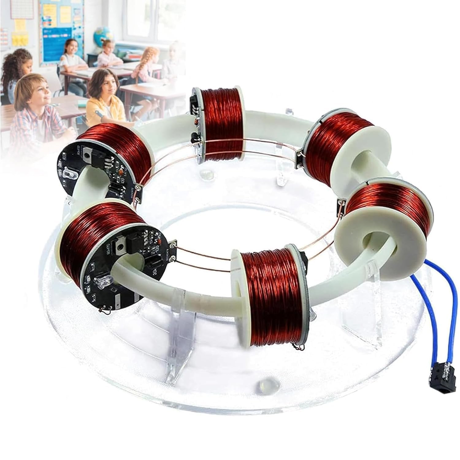 Akcelerator pierścieni 6 cewek, bezszczotkowy cykloptron, materiał akrylowy, własna, niezależna płytka drukowana, instrument demonstracyjny nauki, do eksperymentalnego nauczania, nauki
