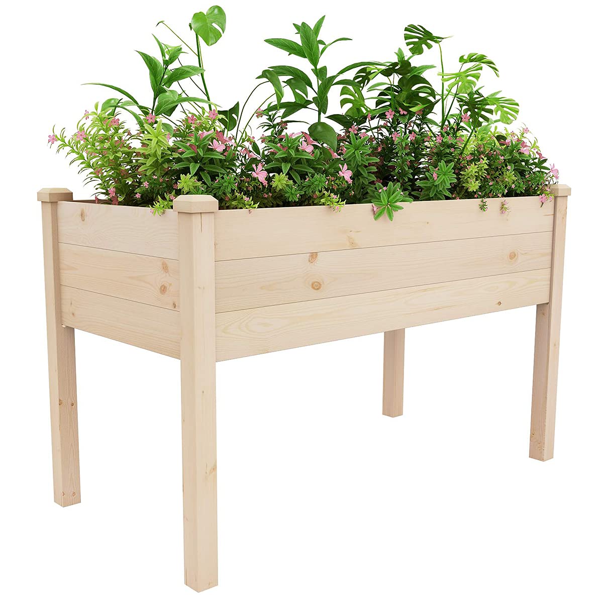 Barkaon Raised Garden Bed 48x24x30in?Elevated Wood Planter Box Stand for Backyard, Patio w/Bed Liner