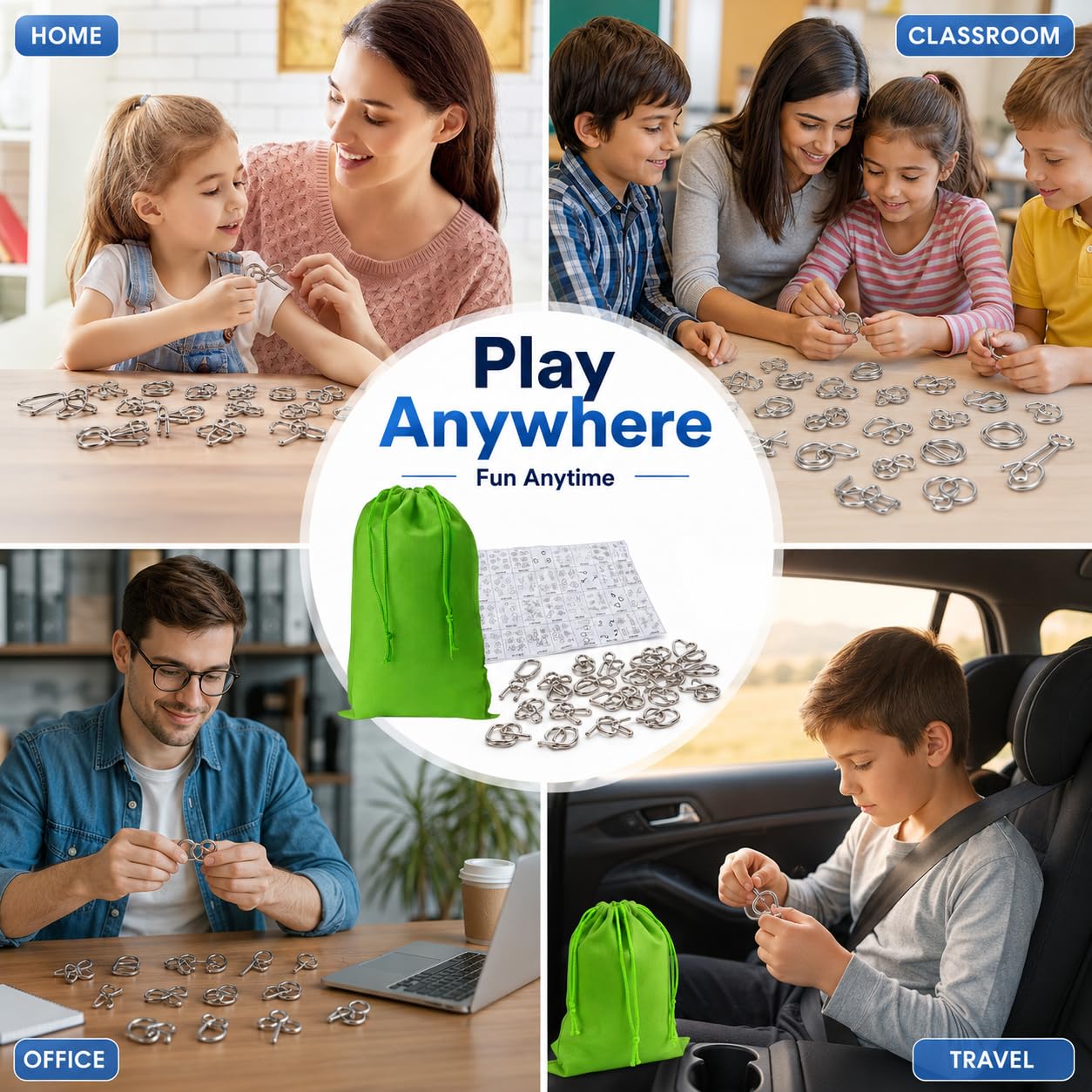 HEAVY DRIVER 36 Pcs Metal Wire Brain Teaser Puzzle Set β IQ Mind Challenge Games for Kids & Adults | Educational Problem Solving & Logic Puzzles | Fidget & Untangling Toy Set 2
