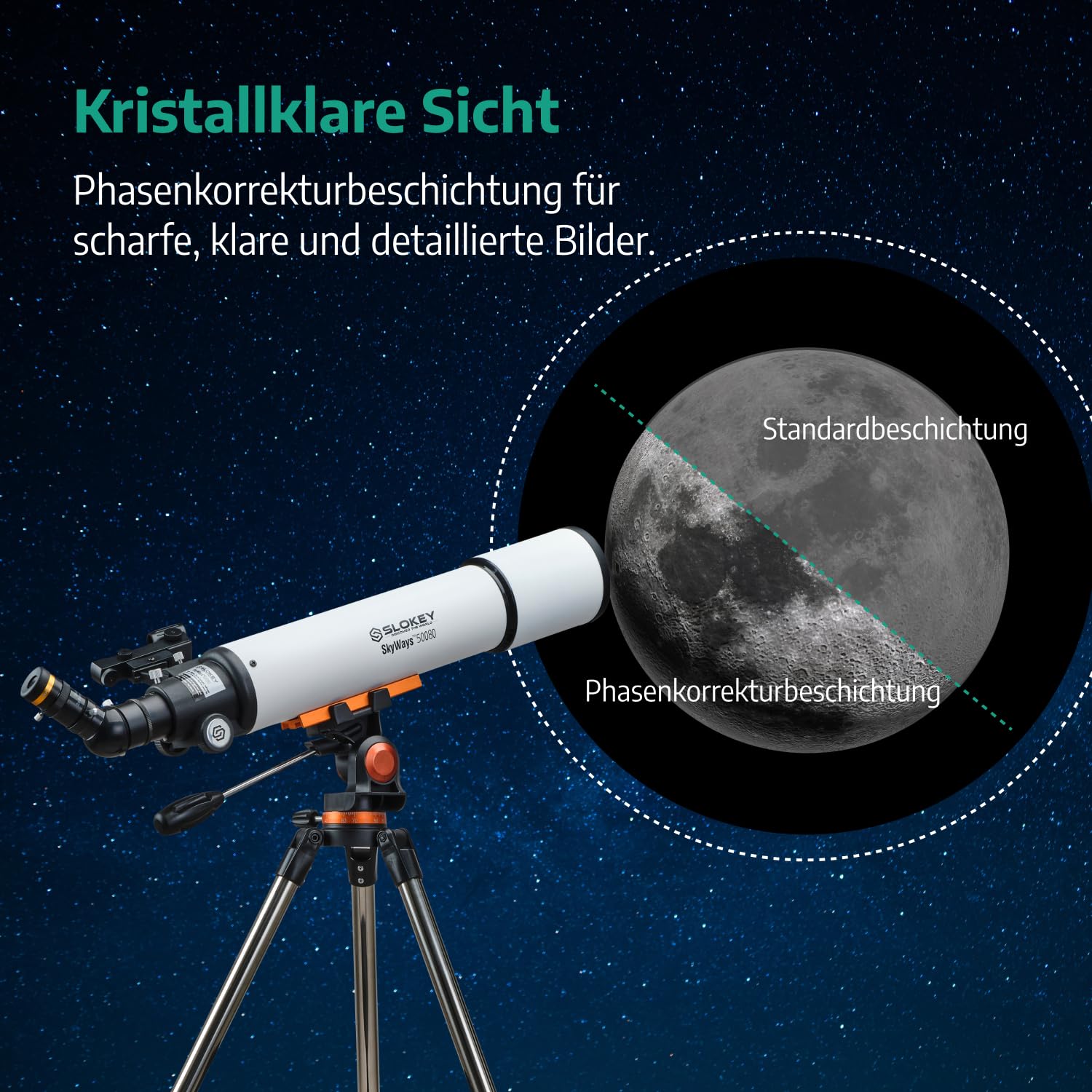 Slowkey Pro Barlowlinse für Teleskope - 3X Linse für Profi-Astronomie, erhöht die Vergrößerung; ideal für Teleskop Mond Beobachtungen und Fernglas Astronomie, Teleskop Sterne beobachten