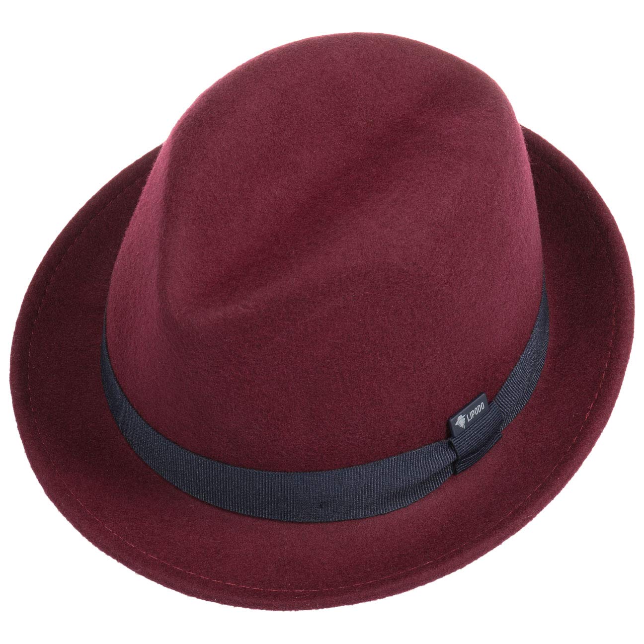 Lipodo Kids Wool Felt Trilby Hat Fedora (One Size - Bordeaux) - Image 2