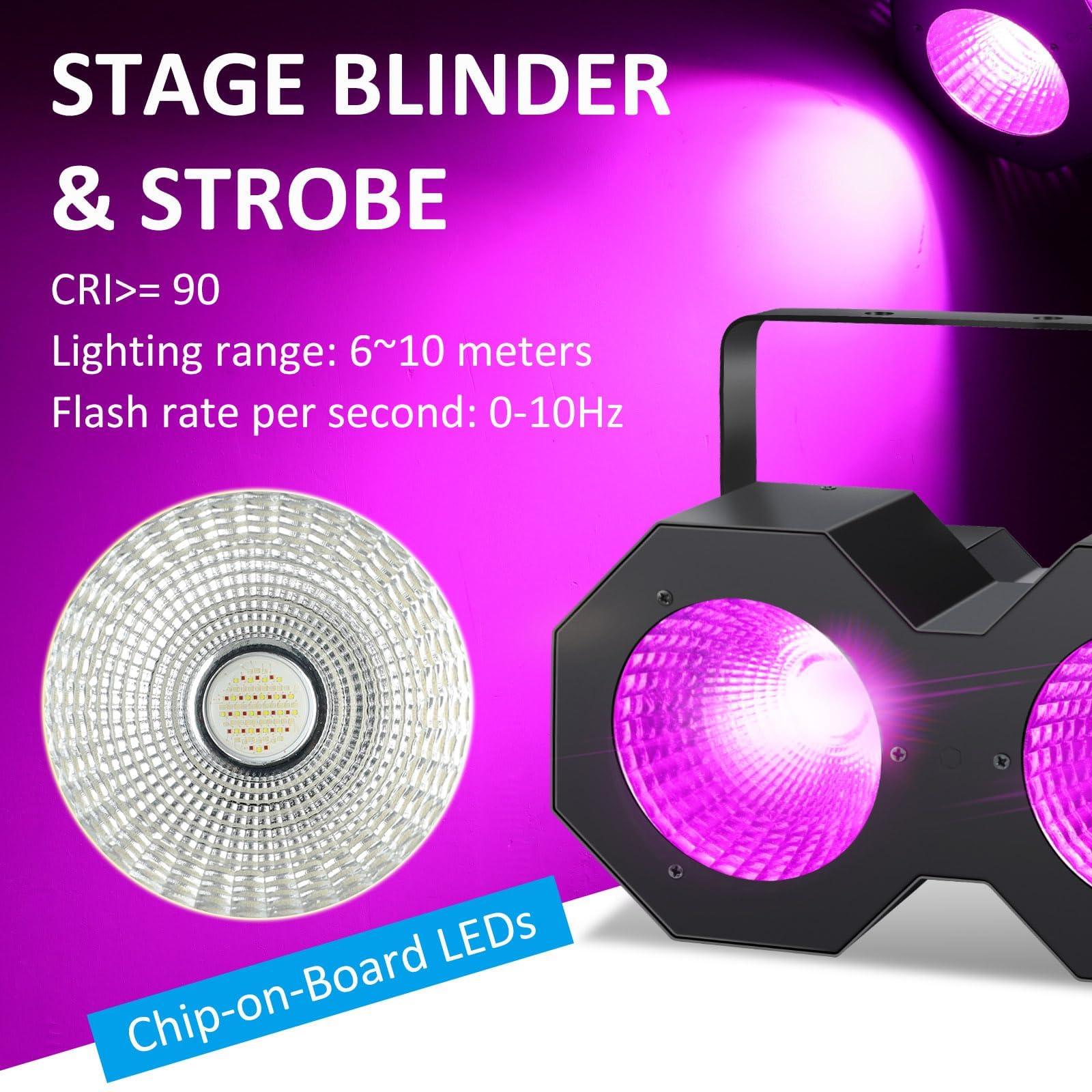 Luci par COB, luci da palcoscenico Blinder, 100 W RGBW LED COB Par Light, DMX/Master-Slave DJ può illuminare uplighting, Blinder & Strobe Stage Lighting per Chiesa Matrimonio Concerto Teatro