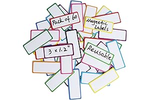 60 Dry Erase Magnetic Labels: 3"x1.2" Blank Name Plates, Name Tags, Strips Magnets