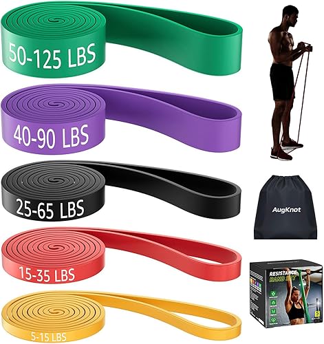 Bandas de resistencia para entrenar Juego de bandas de ejercicio de 5 niveles - Asistencia para dominadas de silicona elástica - Terapia