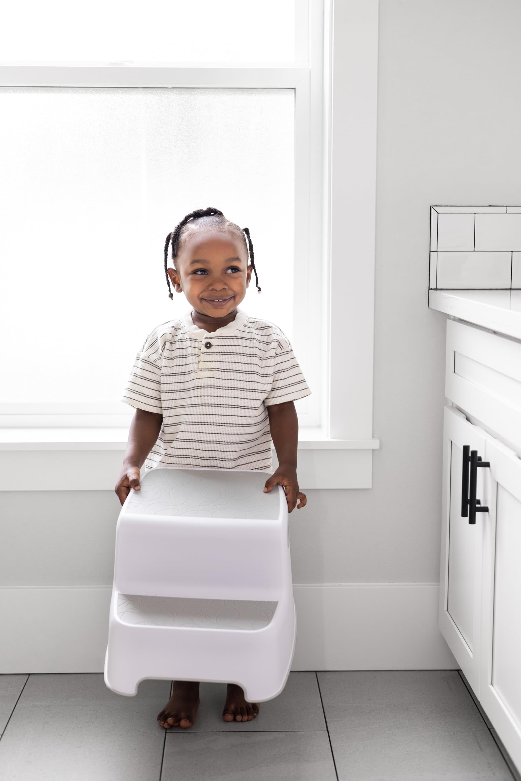 Ubbi Wide 2 Step Stool for Kids, Toddler Stool for Toilet Potty Training, Slip Resistant Soft Grip for Safety
