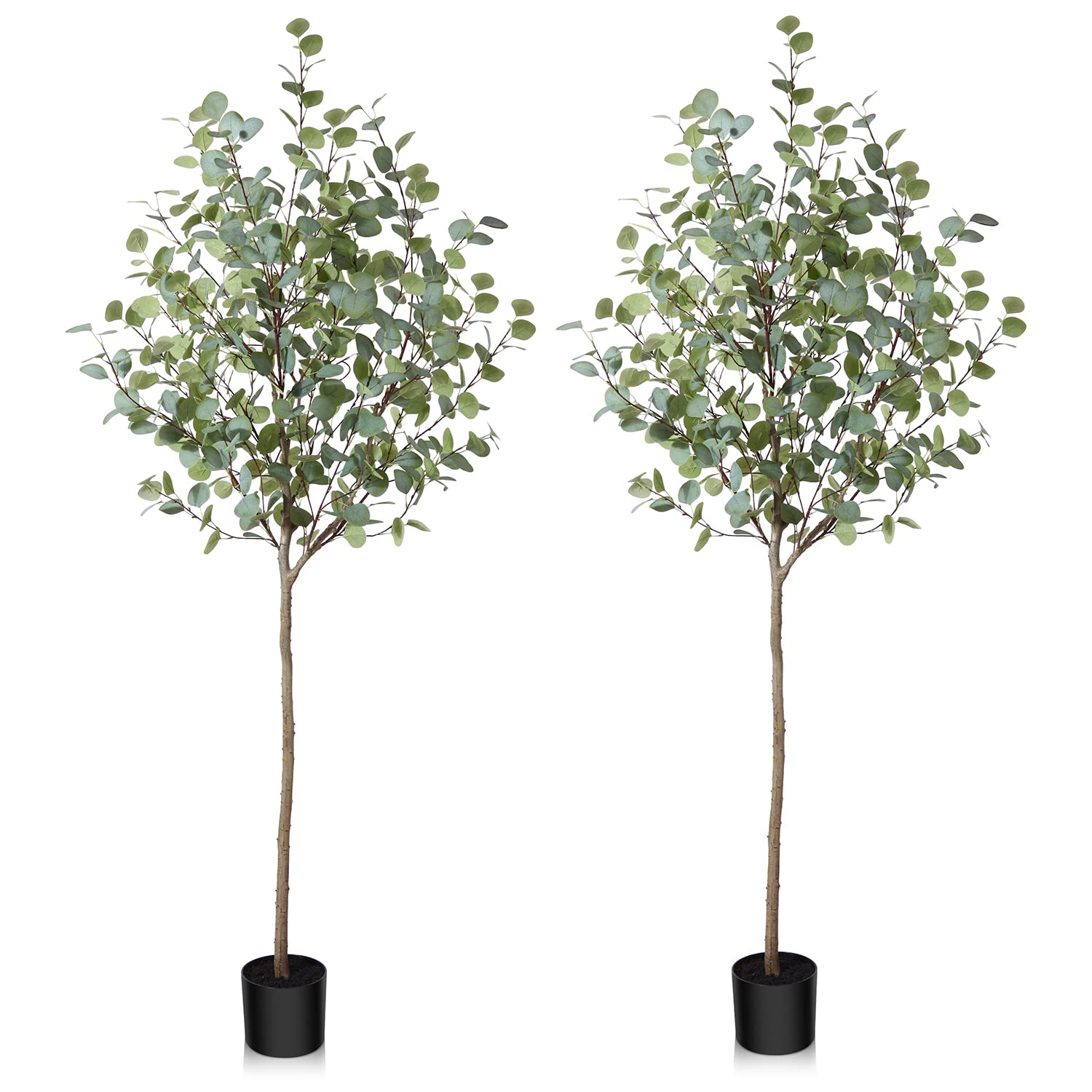 LOMANTO Artificial Eucalyptus Tree 6Ft Fake Eucalyptus Plant in Pot