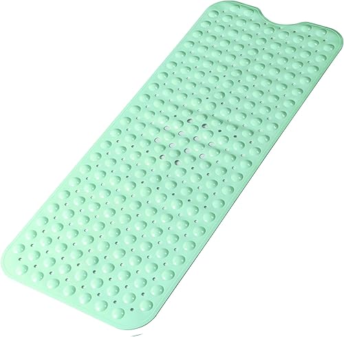 Miniatura 7 de Tapete extra largo antideslizante para bañera, 40 x 16 pulgadas, lavable a máquina, con ventosas y agujeros de drenaje para baño