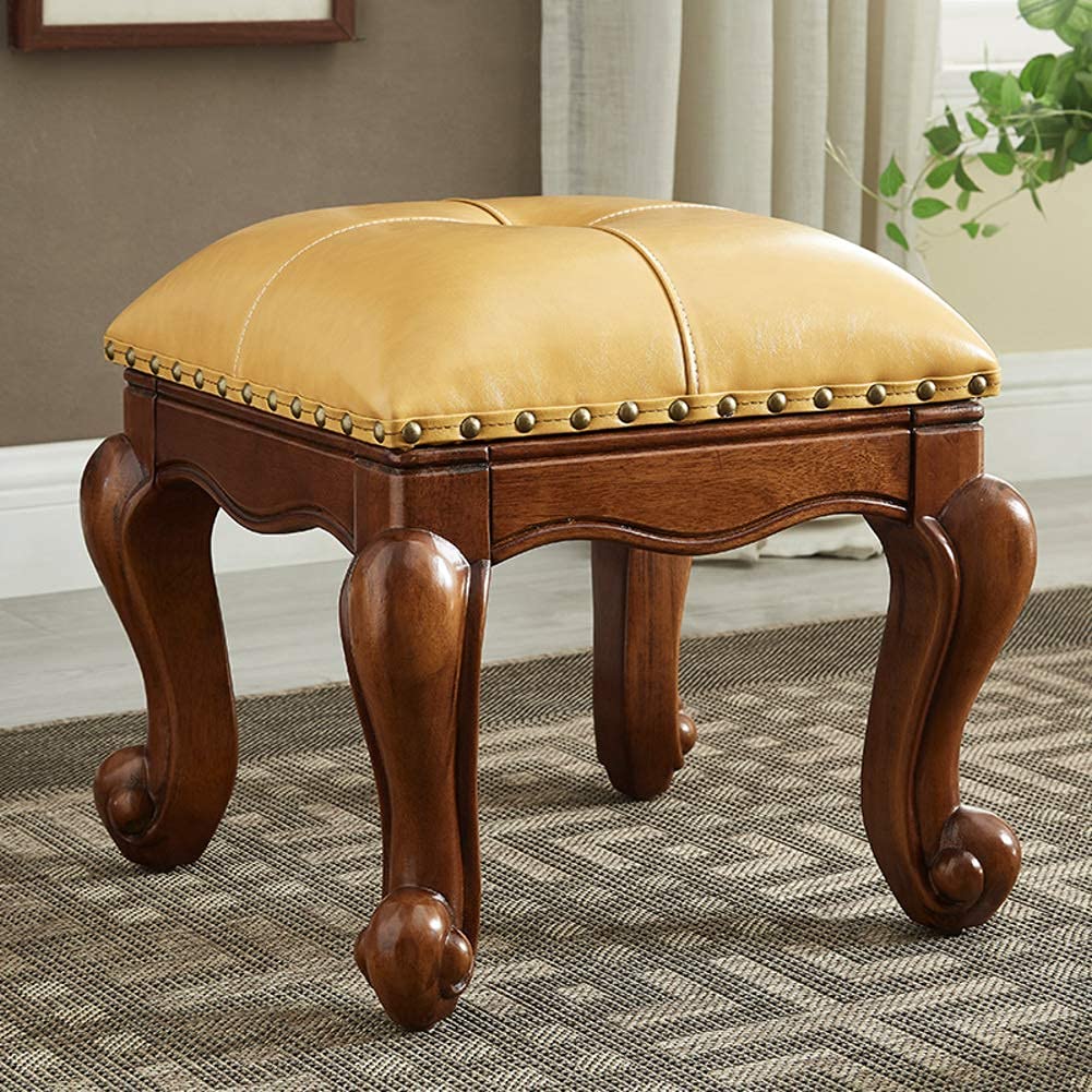 Repose-pieds en bois d'hévéa premium capitonné style européen