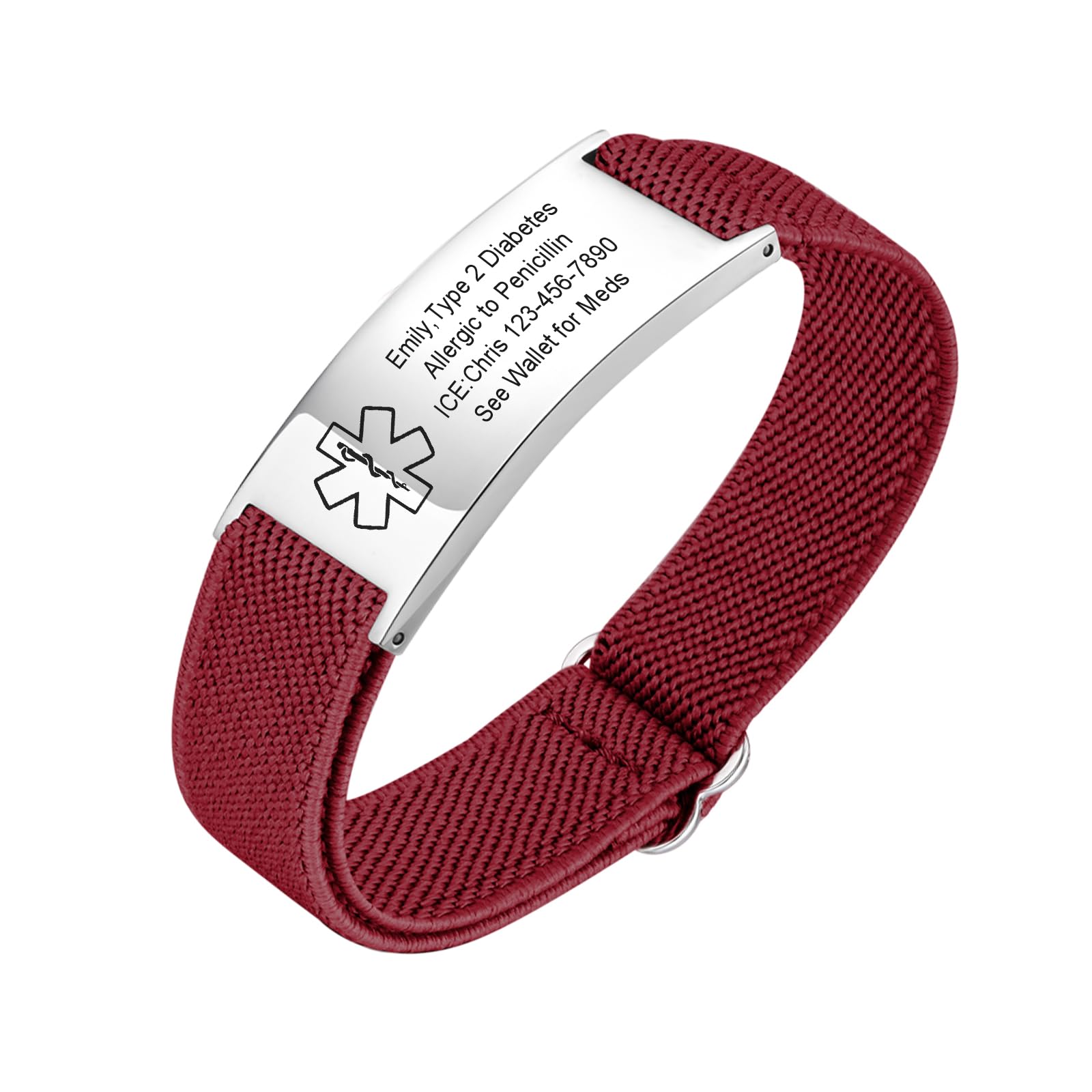 VNOX Medical Alert Bracelets for Men &amp; Women Kids with Free Engraving Adjustable Stainless Steel Mesh Emergency Medical ID Bracelets Wristband