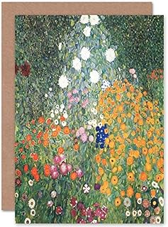 Artery8 Gustav Klimt Flower Garden 1907 Fine Art Greeting Card Plus Envelope Blank Inside