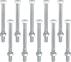 10 Pieces M10 Screws with Nuts, M10 x 120 mm Hex Head Screw with Nut, Galvanized Machine Hex Bolts for Metal Construction