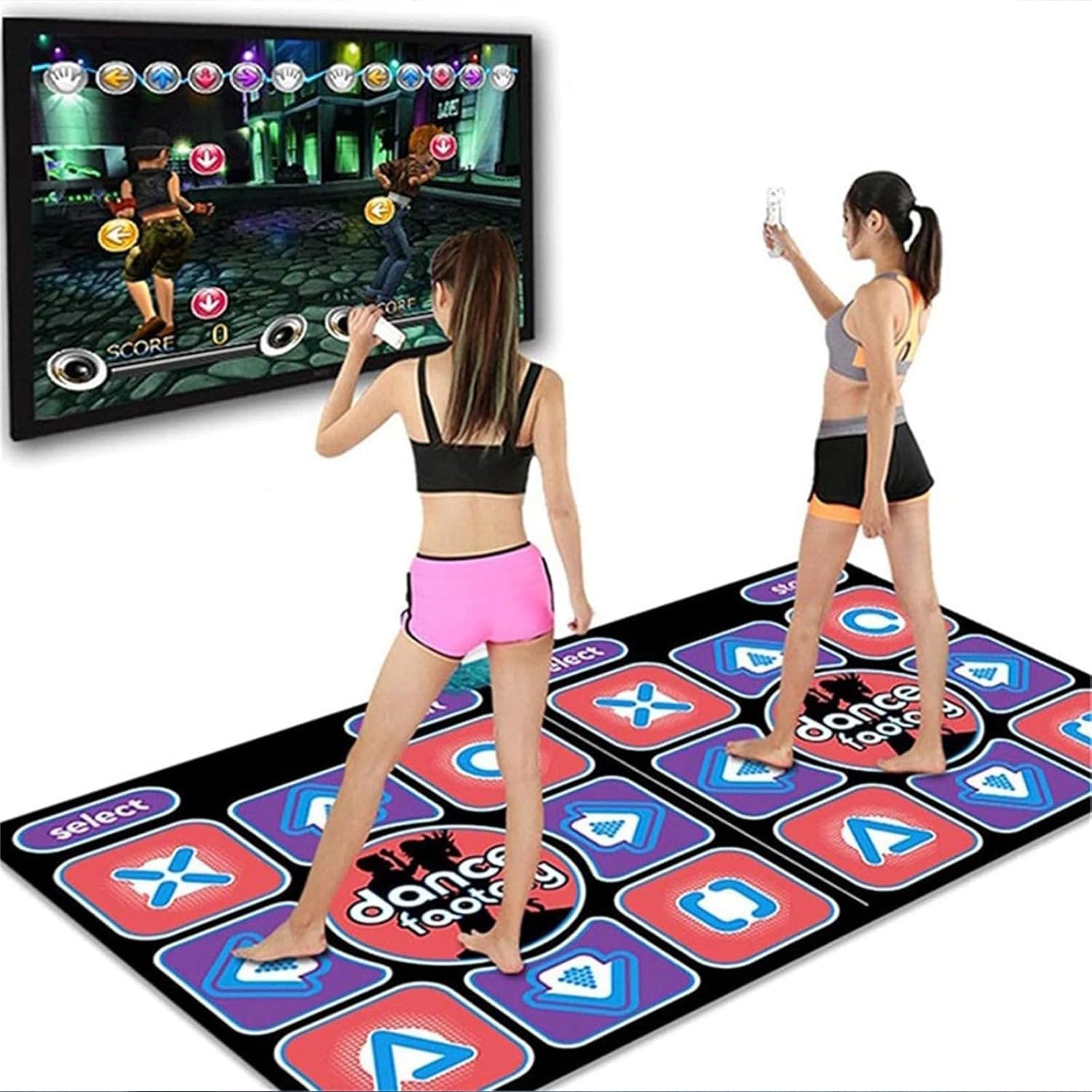 Dance Mat for Girls, Musical Dance Mat Double User Dance Floor Mat with Wireless Controller 100 In Music 60 Sensory Games, Non-Slip Waterproof Dance Floor Mat, Fun Fitness Toy Gift for Girls & Boys