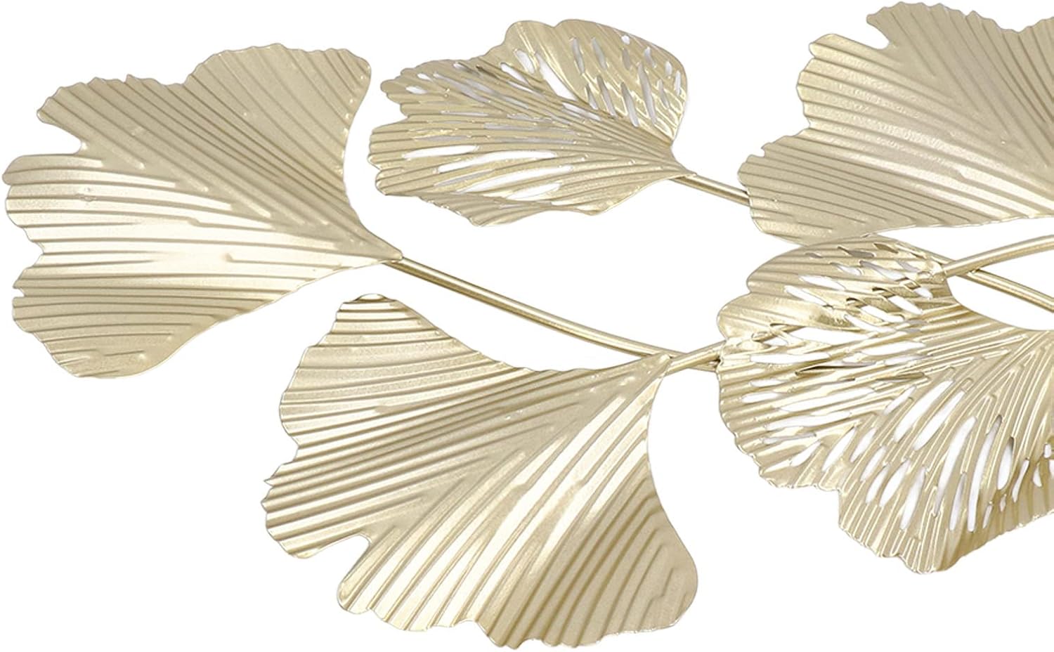 Diydeg Large Gold Metal Wall Decor, Golden Gingko Leef Ornaments Art Wall Sculpture Metal Wall Hanging Decor, for Living Room, Bedroom, Office, Study, Large (23.6 x 13.8 in)