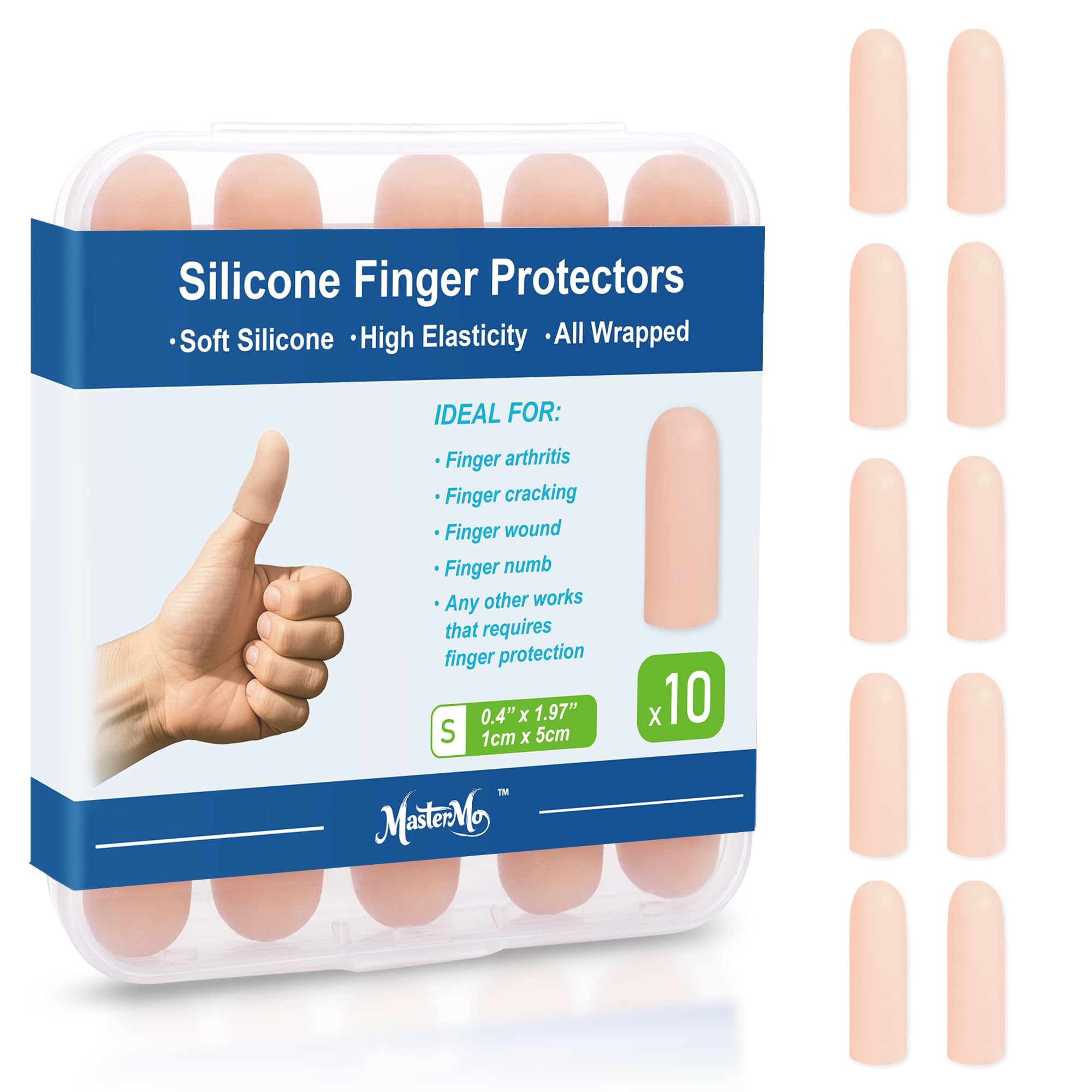 Gel Finger Cots Protectors, Silicone Fingers Covers Bandages Caps Sleeves for Fingertip Thumb Protection, Ideal for Trigger, Arthritis, Cracking,