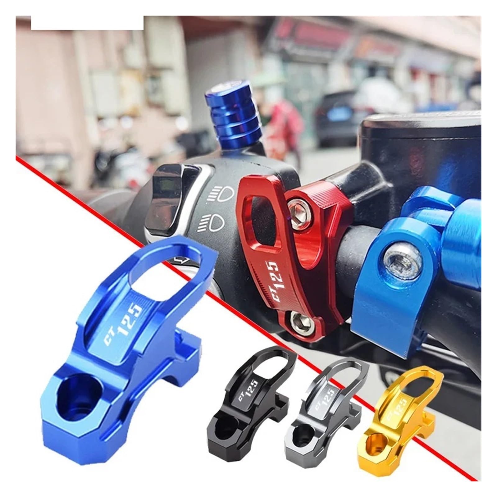 jiningxinxin Compatible With CT125 CT 125 Universal Motorcycle CNC Aluminum Helmet Hook Luggage Bag Hook Holder Hanger(No Black)