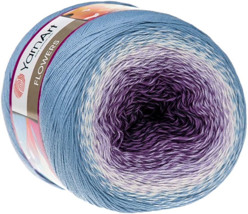 Yarn Artflowers 55% cotton 45% acrylic 250g 1094yds multicolor cotton rainbow crochet spring summer (264), yrnart15512