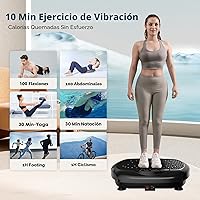 Vista 4 de Vibration Plate Exercise Machine - Whole Body Workout Vibration Platform Lymphatic Drainage Machine for Weight Loss Home Fitness with Resistance