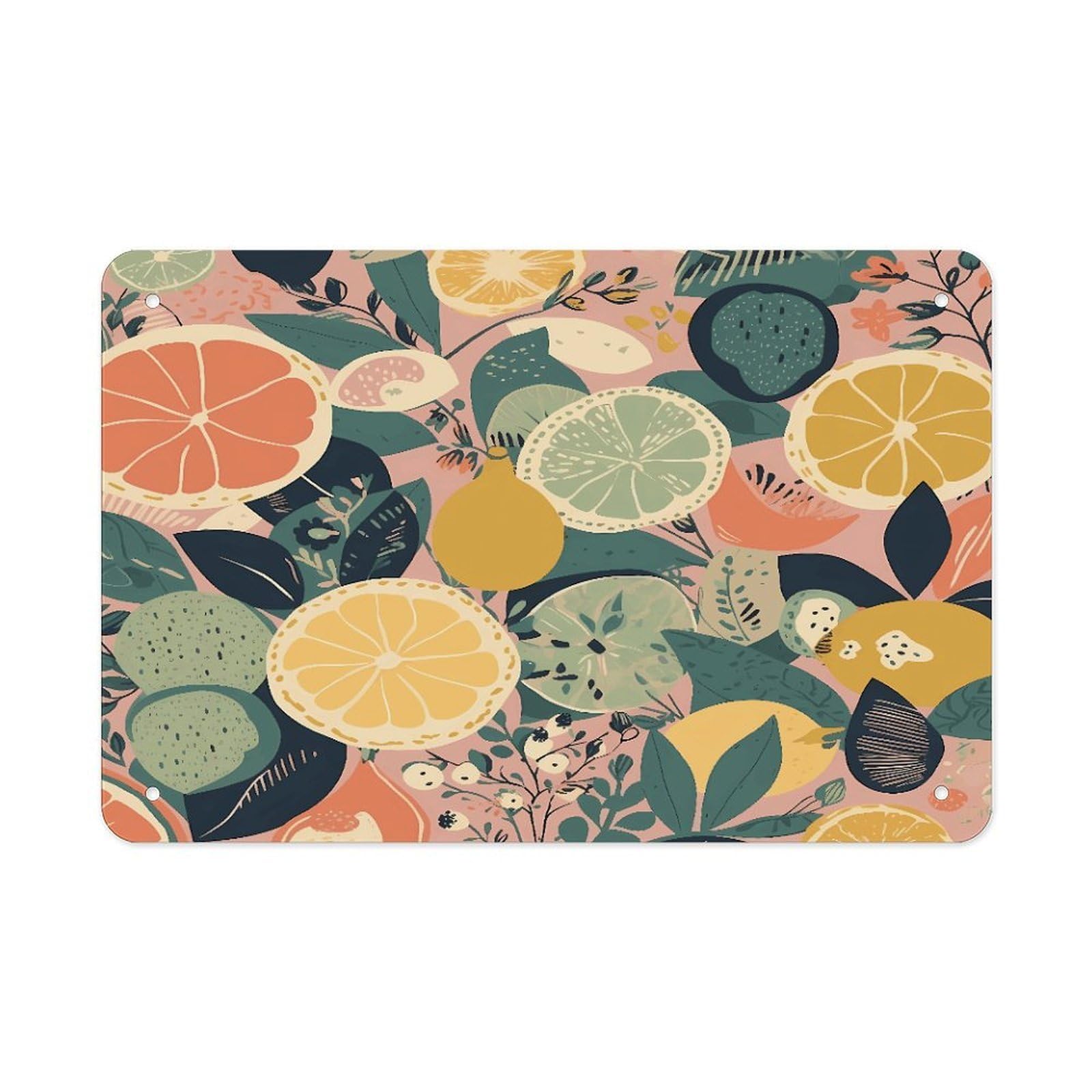Fekiloot Style Fruit Pattern Metal Signs Wall Art Tin Sign
