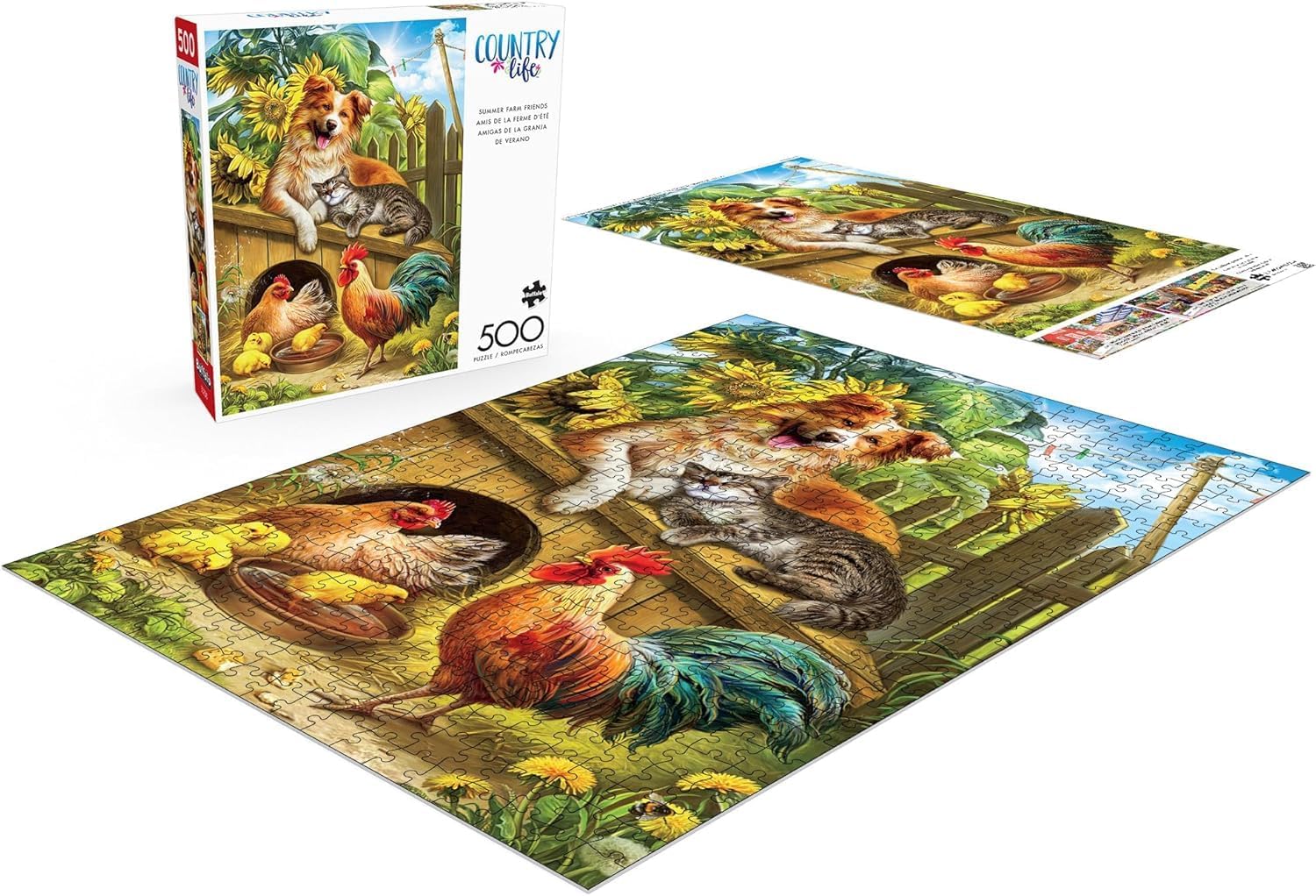 Buffalo Games - Nadia Strelkina - Summer Farm Friends - 500 Piece Jigsaw Puzzle for Adults -Challenging Puzzle Perfect for Game Nights - Finished Size is 21.25 x 15.00