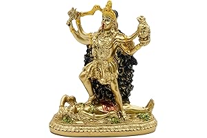 Antique Gold Hindu God Kali Statue - Venerable Idol for Pooja and Home Decor